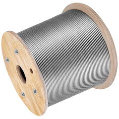 T316 Stainless Steel Cable, 1/8'' x 1000 ft, Braided Aircraft Wire Rope with 1x19 Strands Construction, 2100 lbs Breaking Strength, for Deck Railing Stair Handrail Balusters Porch Fence