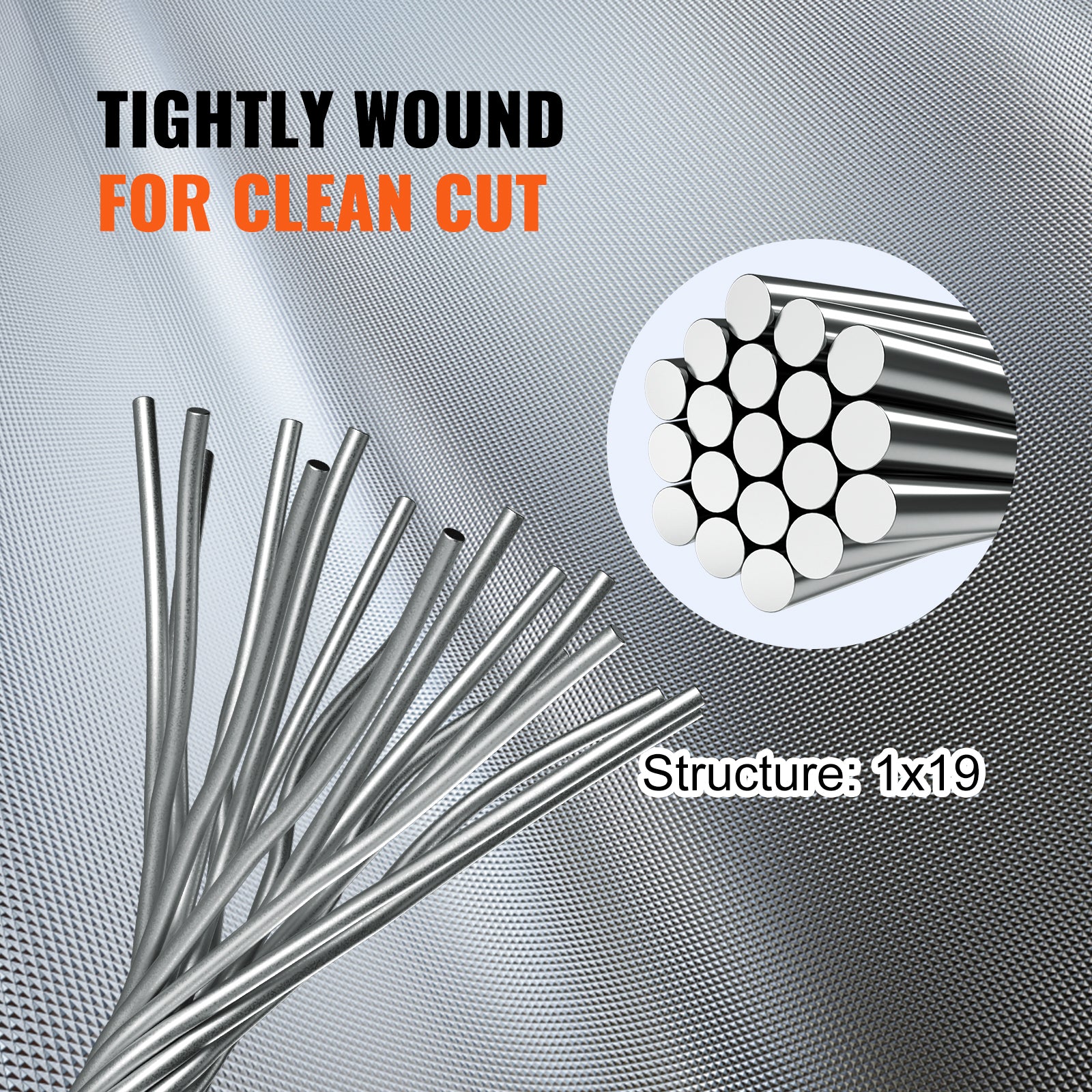 T316 Stainless Steel Cable, 1/8'' x 1000 ft, Braided Aircraft Wire Rope with 1x19 Strands Construction, 2100 lbs Breaking Strength, for Deck Railing Stair Handrail Balusters Porch Fence
