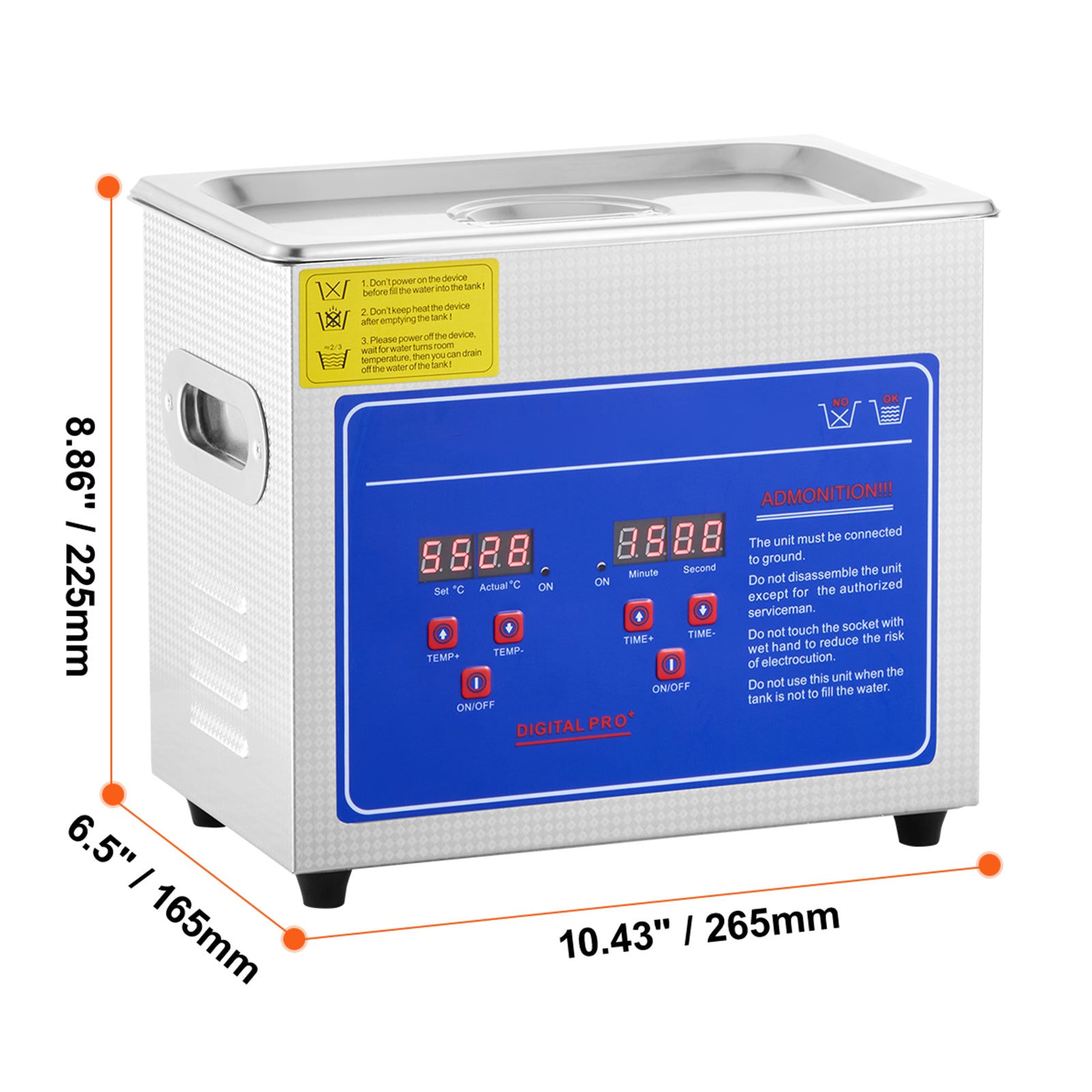 Ultrasonic Cleaner with Digital Timer & Heater, Professional Ultra Sonic Jewelry Cleaner, Stainless Steel Heated Cleaning Machine for Glasses Watch Rings Small Parts Circuit Board (3L)