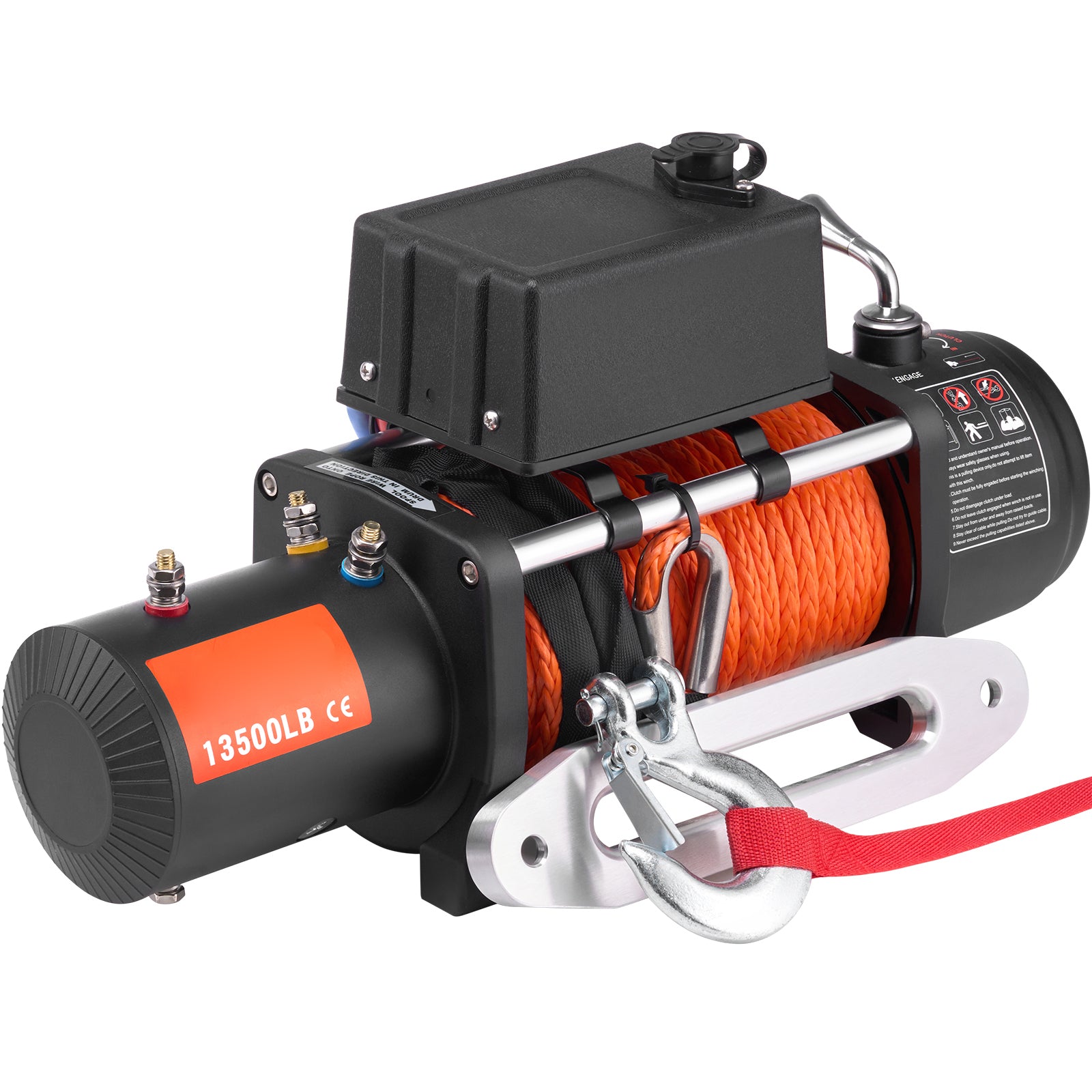 Electric Winch Truck 13,500 lb Synthetic Rope Waterproof Remote Control
