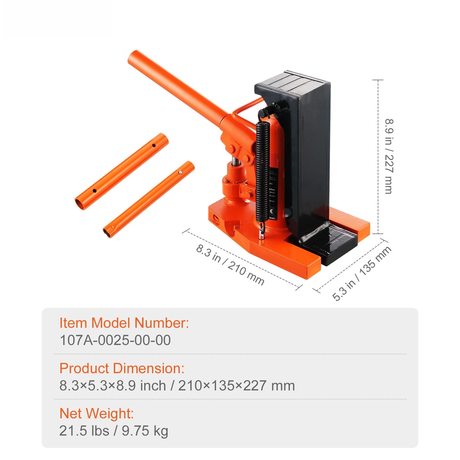 Hydraulic Toe Jack, 2.5 Ton On Toe Toe Jack Lift, 5 Ton On Top Lift Capacity Machine Jack, 0.8-5.3 in Toe Height, 8.9-13.4 in Top Height, Air Hydraulic Claw Jack for Machinery, Industry