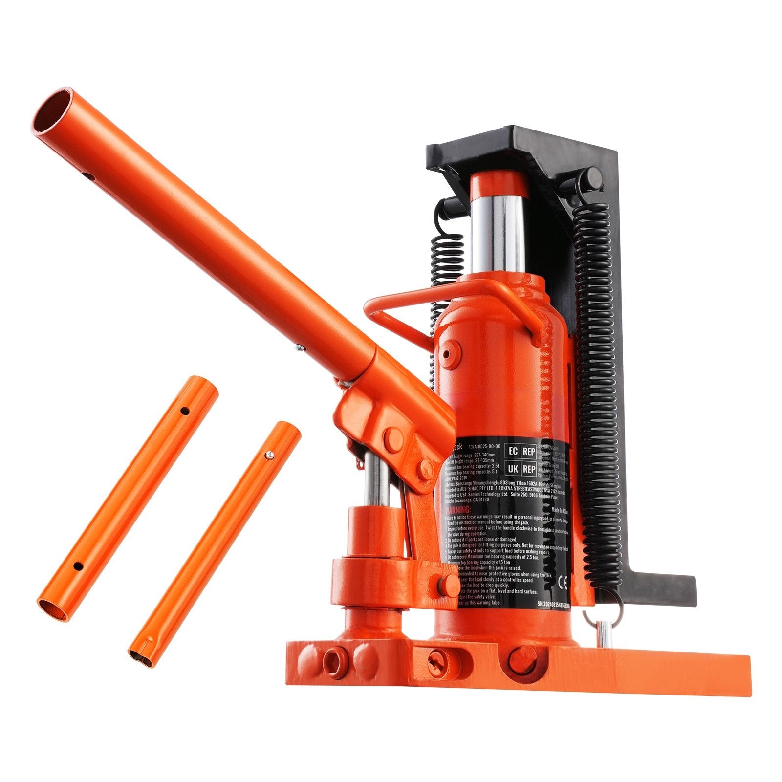 Hydraulic Toe Jack, 2.5 Ton On Toe Toe Jack Lift, 5 Ton On Top Lift Capacity Machine Jack, 0.8-5.3 in Toe Height, 8.9-13.4 in Top Height, Air Hydraulic Claw Jack for Machinery, Industry