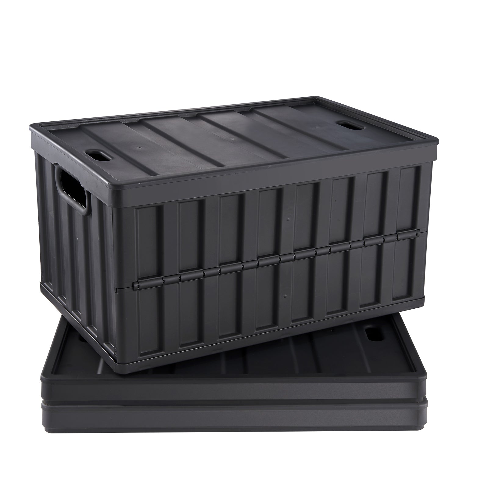 Collapsible Storage Bins with Lids, 65L 3 Packs, Folding Plastic Stackable Utility Crates with Handles, Large Heavy Duty Containers for Clothes, Toys, Books, Snack, Shoes, and Grocery Organizing