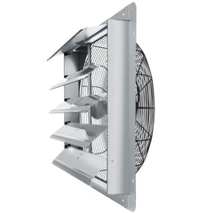 24'' Shutter Exhaust Fan, High-speed 3320 CFM, Aluminum Wall Mount Attic Fan with AC-motor, Ventilation and Cooling for Greenhouses, Garages, Sheds, Shops, FCC