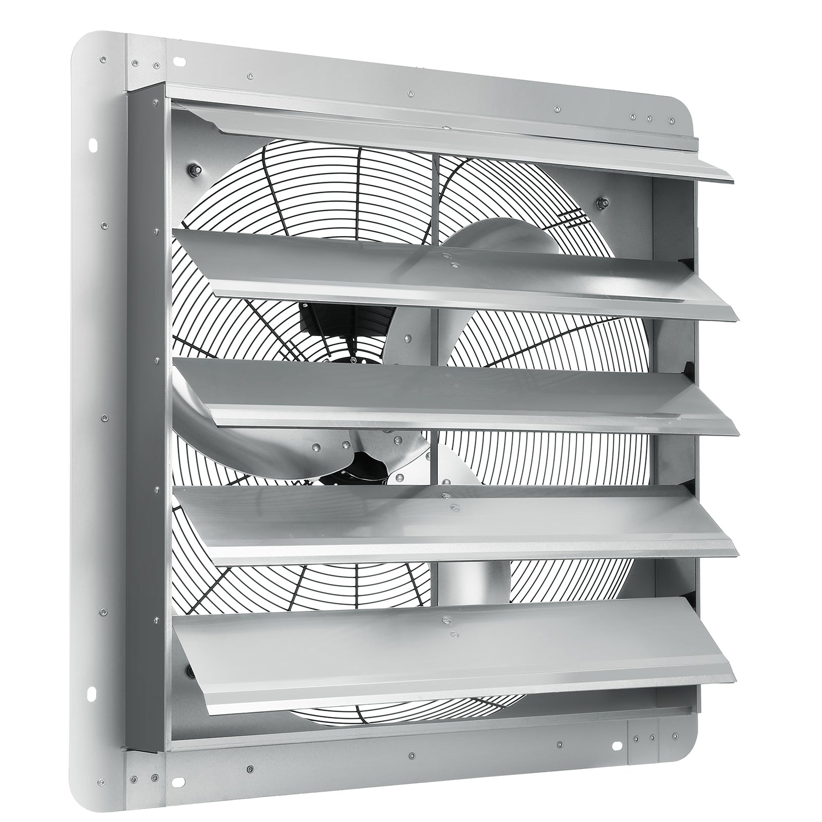 24'' Shutter Exhaust Fan, High-speed 3320 CFM, Aluminum Wall Mount Attic Fan with AC-motor, Ventilation and Cooling for Greenhouses, Garages, Sheds, Shops, FCC