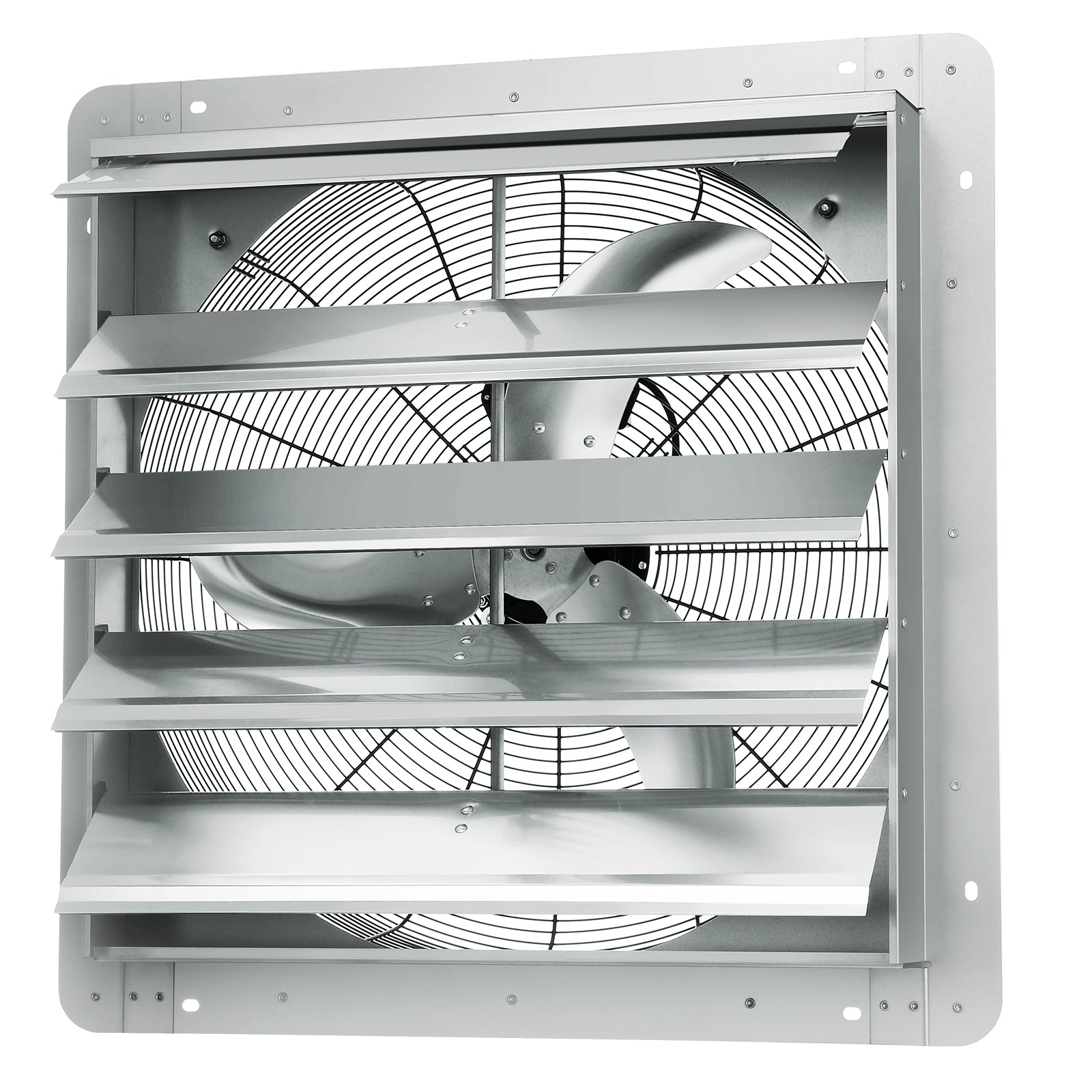 24'' Shutter Exhaust Fan, High-speed 3320 CFM, Aluminum Wall Mount Attic Fan with AC-motor, Ventilation and Cooling for Greenhouses, Garages, Sheds, Shops, FCC