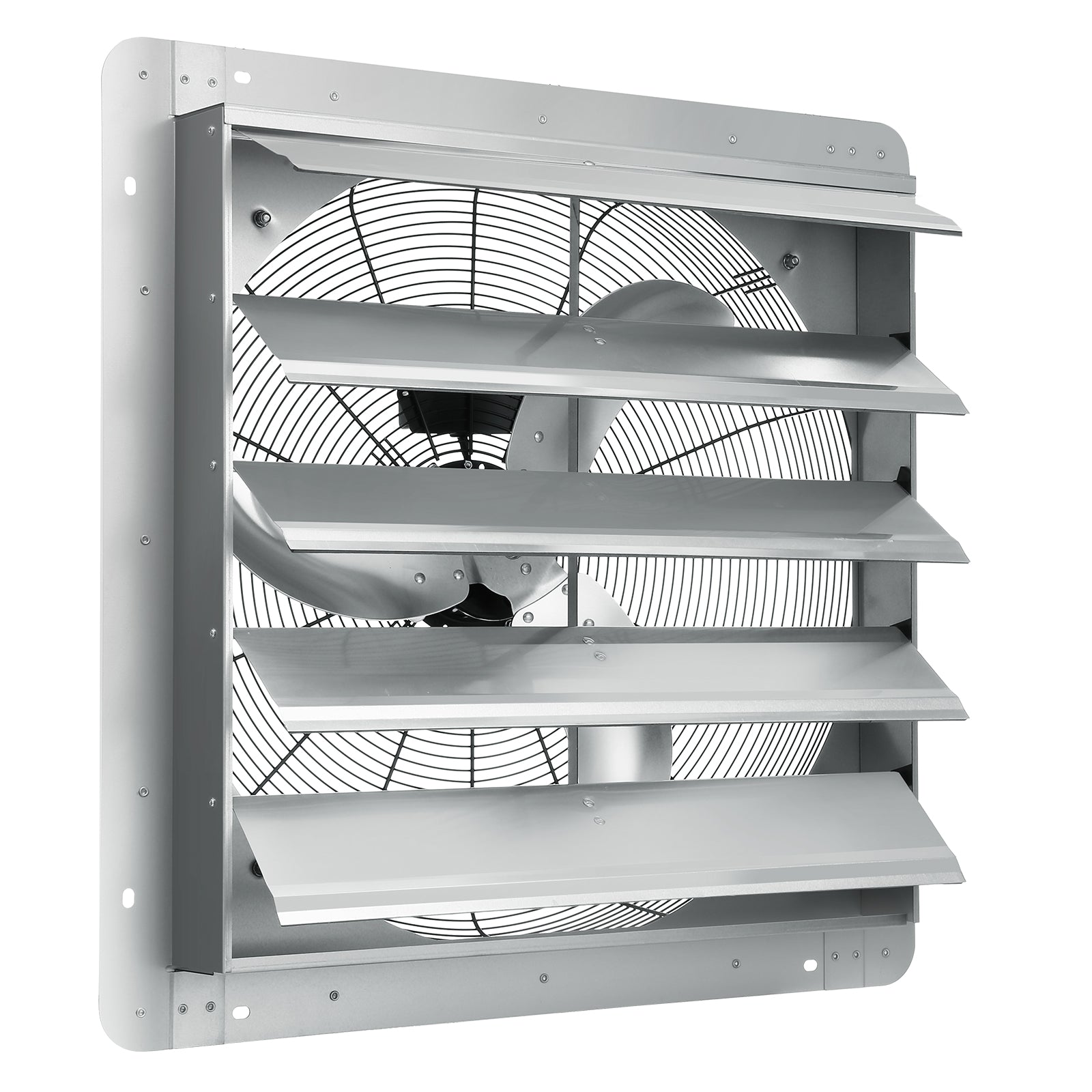 24'' Shutter Exhaust Fan, High-speed 3320 CFM, Aluminum Wall Mount Attic Fan with AC-motor, Ventilation and Cooling for Greenhouses, Garages, Sheds, Shops, FCC