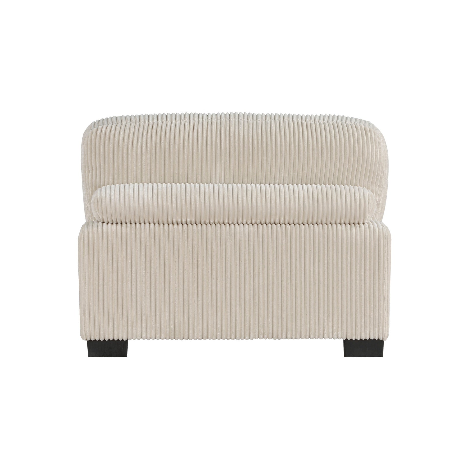 Rix 45 inch Modular Armless Chair, Beige Corduroy Fabric, Black Wood Legs