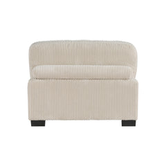 Rix 45 inch Modular Armless Chair, Beige Corduroy Fabric, Black Wood Legs