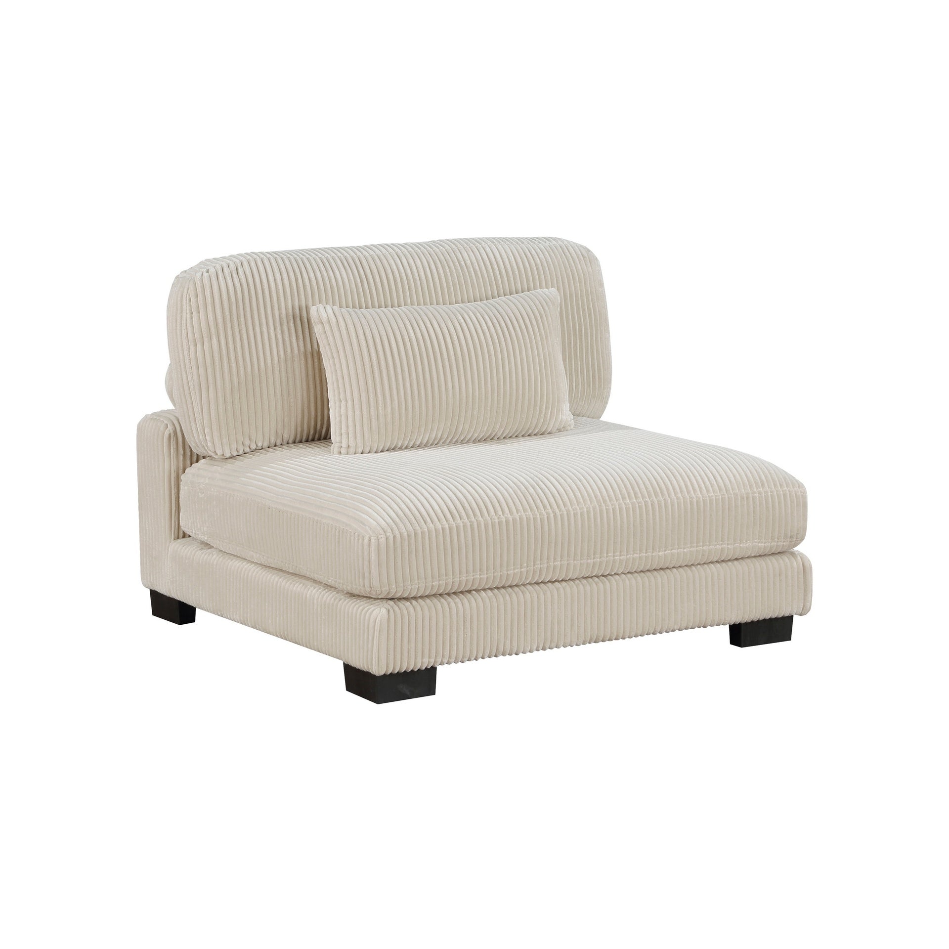 Rix 45 inch Modular Armless Chair, Beige Corduroy Fabric, Black Wood Legs