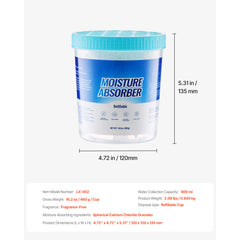 Moisture Absorber Bucket, 2 Packs 16.2 oz Hi-Capacity Moisture Absorber Bucket with 800ml Storage Area & Reusable Outer Bucket for Long-Term Use, Fragrance Free Moisture Absorber for Fresher Air