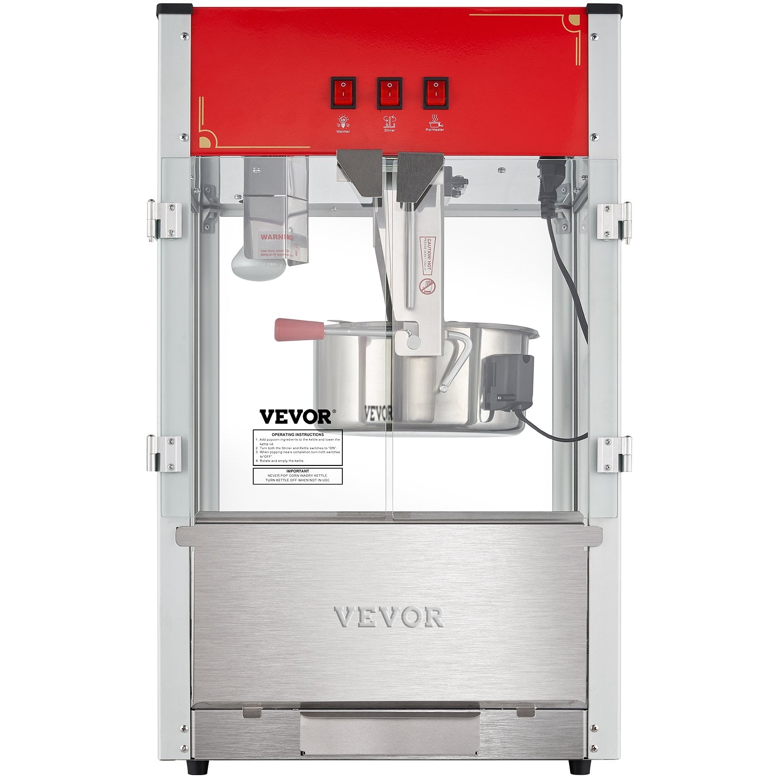 Popcorn Popper Machine 12 Oz Countertop Popcorn Maker 1440W 80 Cups Red