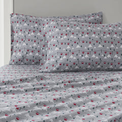4 PCS Queen Sheet Set Grey Ski Jump