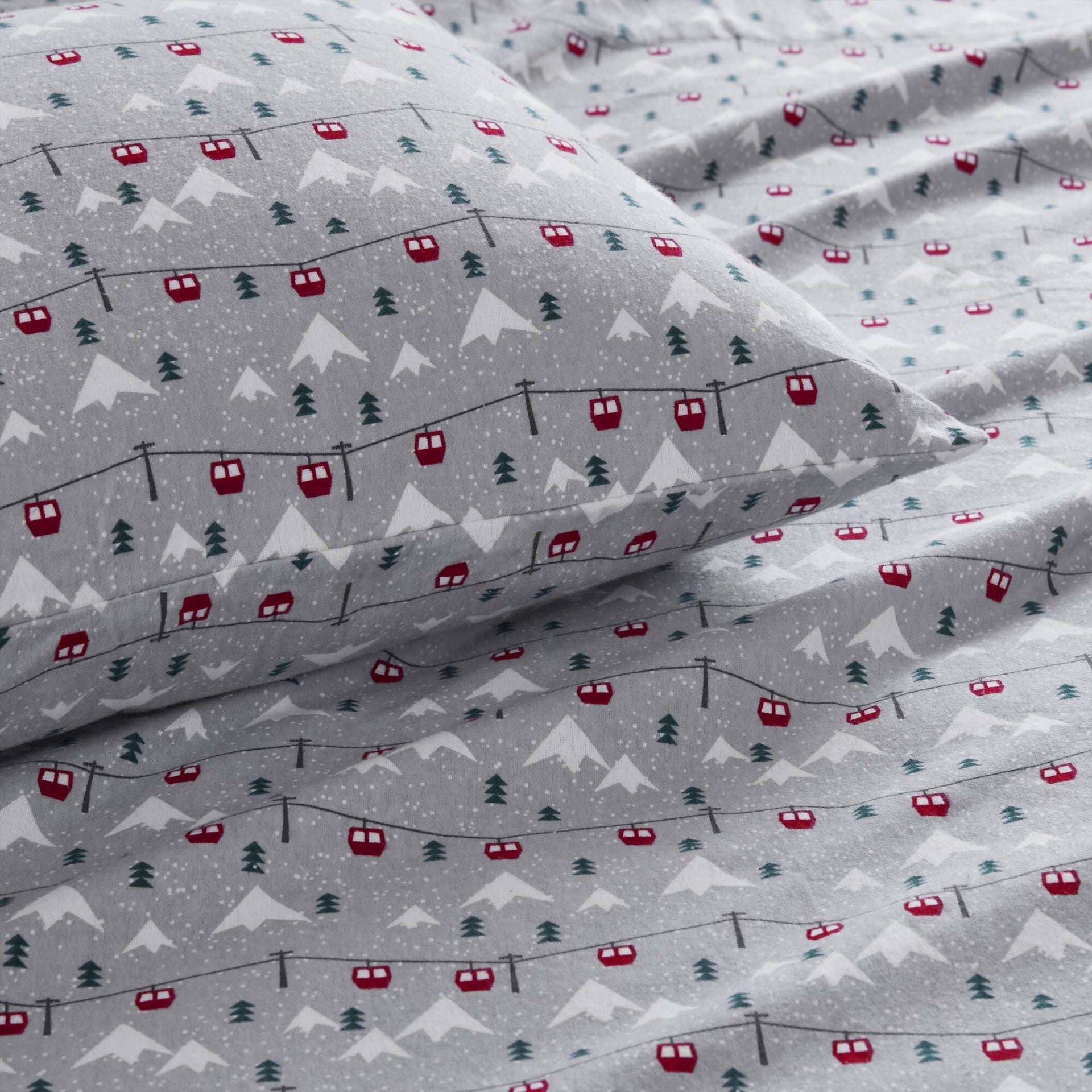 4 PCS Queen Sheet Set Grey Ski Jump