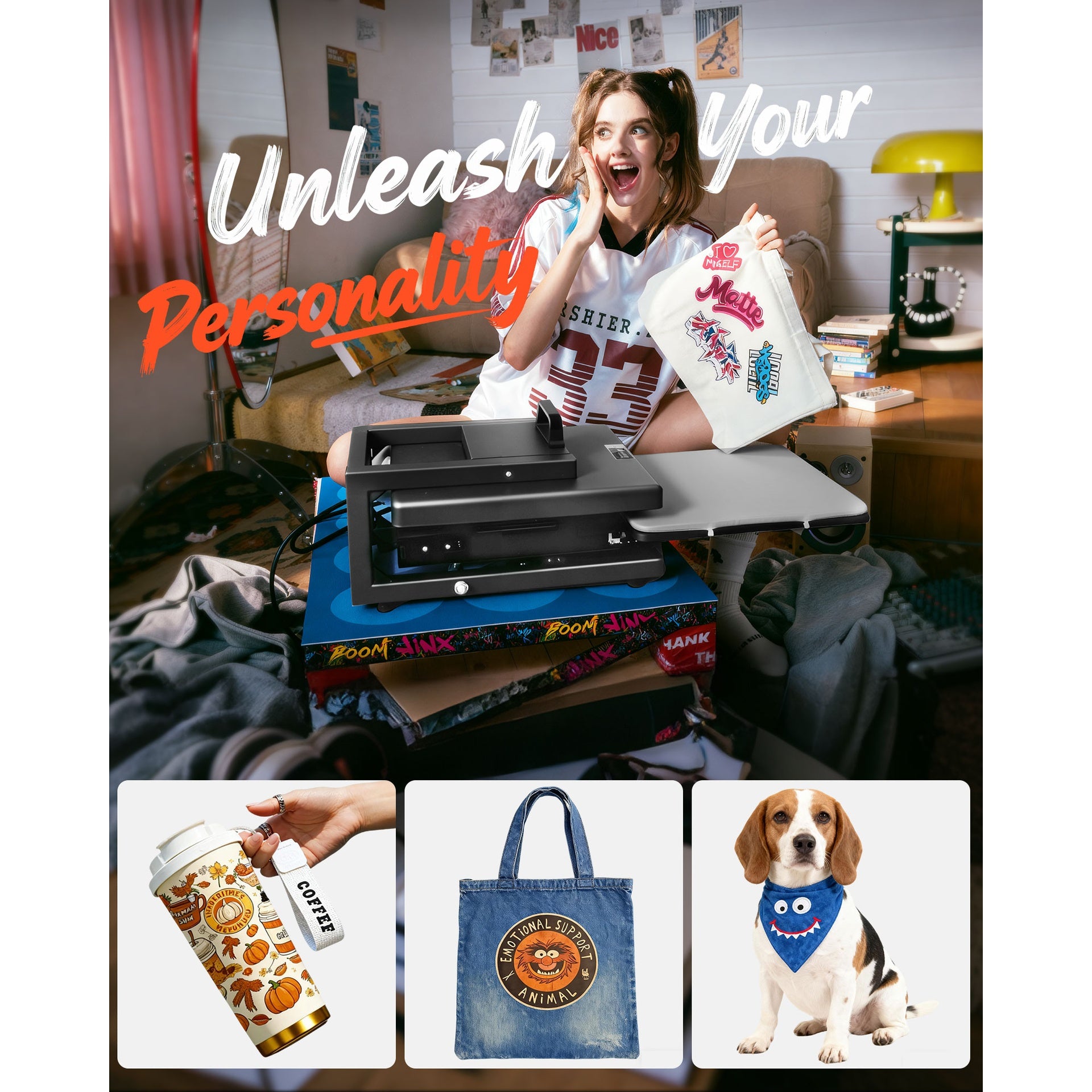 Hybrid Heat Press, 15 x 15 inch, 8-in-1 Multifunction, Heat Up Fast and Even, All-New Patented Design, Easy to Control, Sublimation Press Machine for T-shirts/Mugs/Tumblers/Caps/Plates, Black
