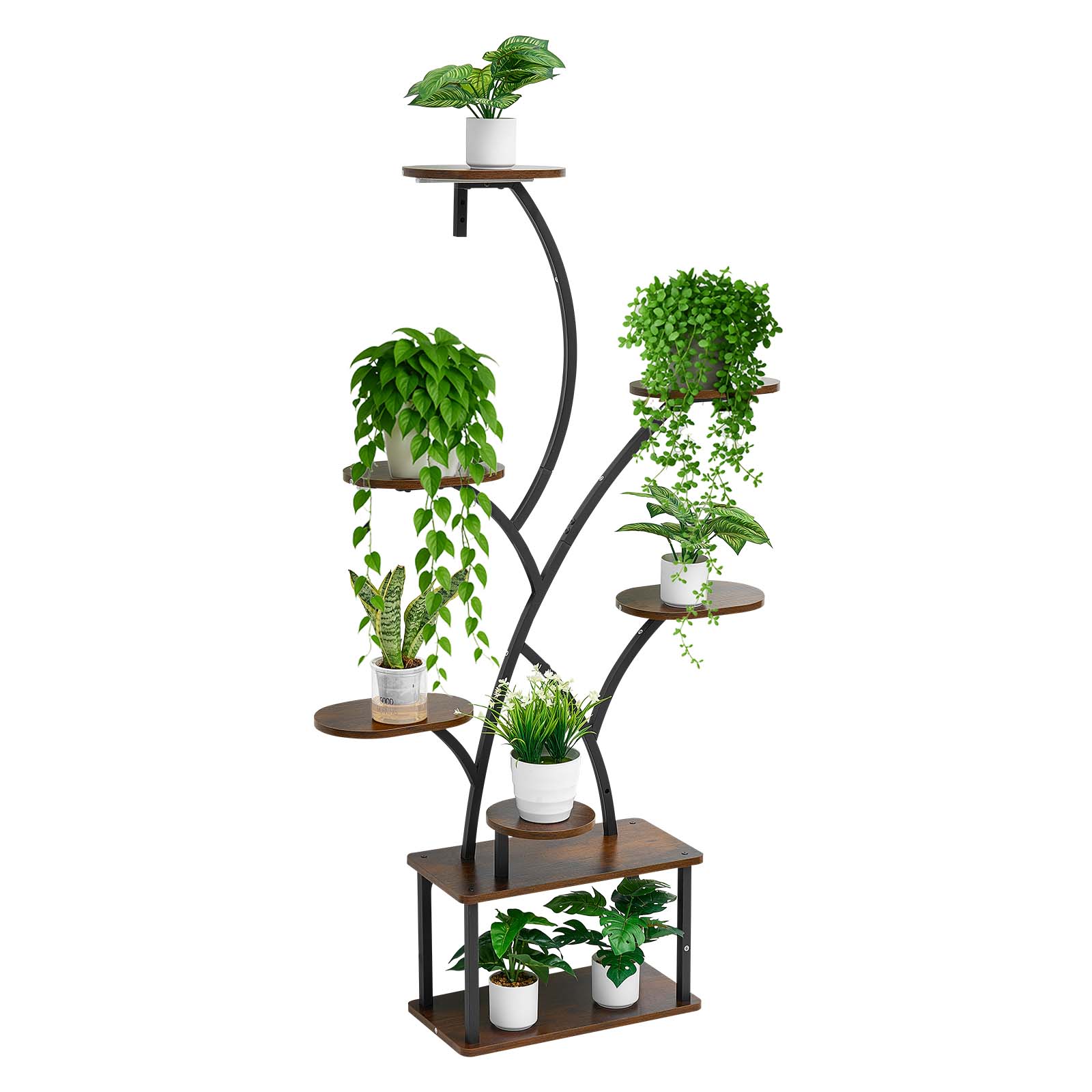 Plant Stand Indoor with Grow Lights, 62 in Tall 8-Tier Lighted Plant Shelf, Metal Corner Plants Holder, 3 Timer & 10 Brightness, Tree-Shaped Flower Display Rack for Living Room Balcony Decor