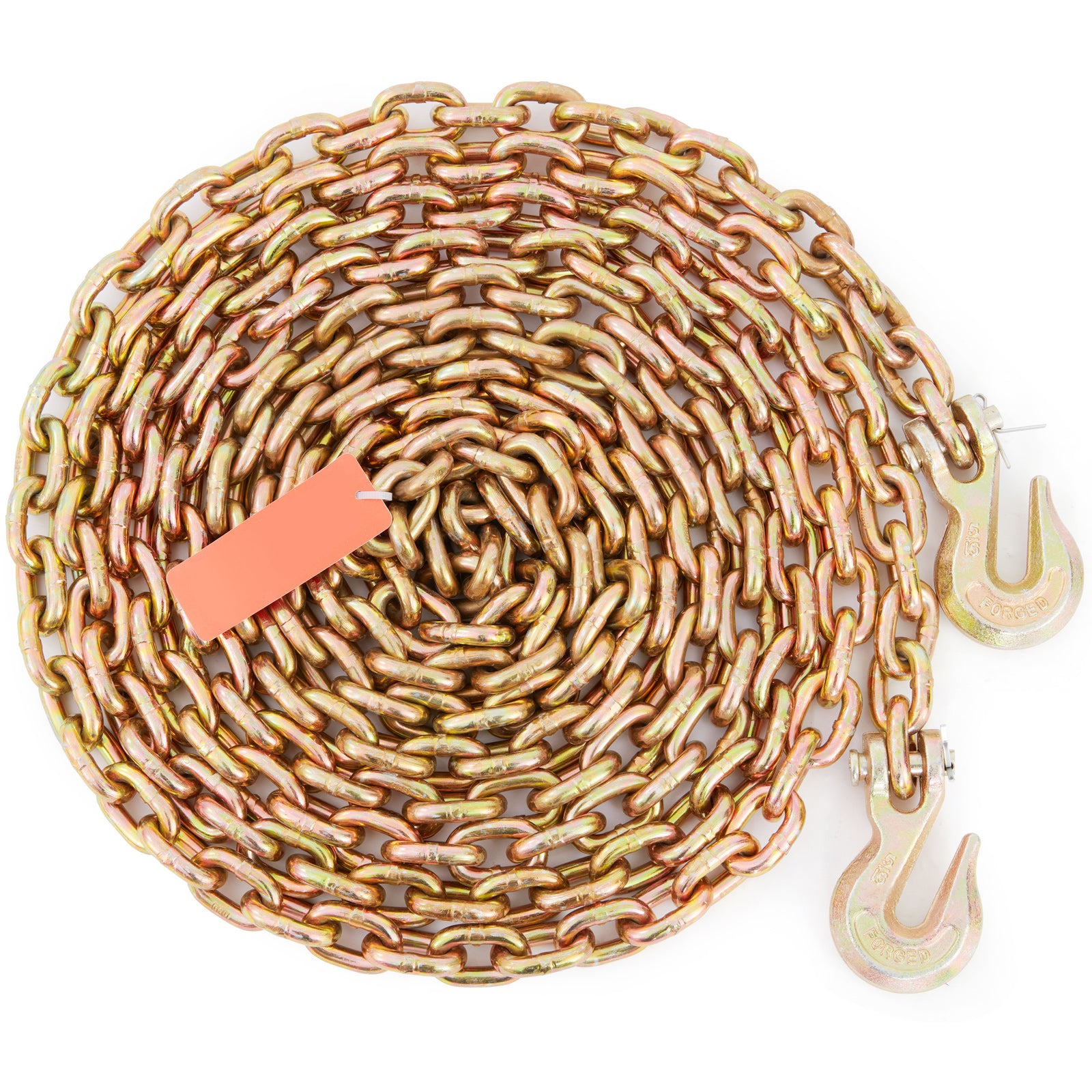 Transport Binder Chain, 4900 lbs Working Load Limit, 5/16'' x 20' G80 Tow Chain Tie Down with Grab Hooks, DOT Certified, Galvanized Coating Manganese Steel for Dock Factory Construction Site