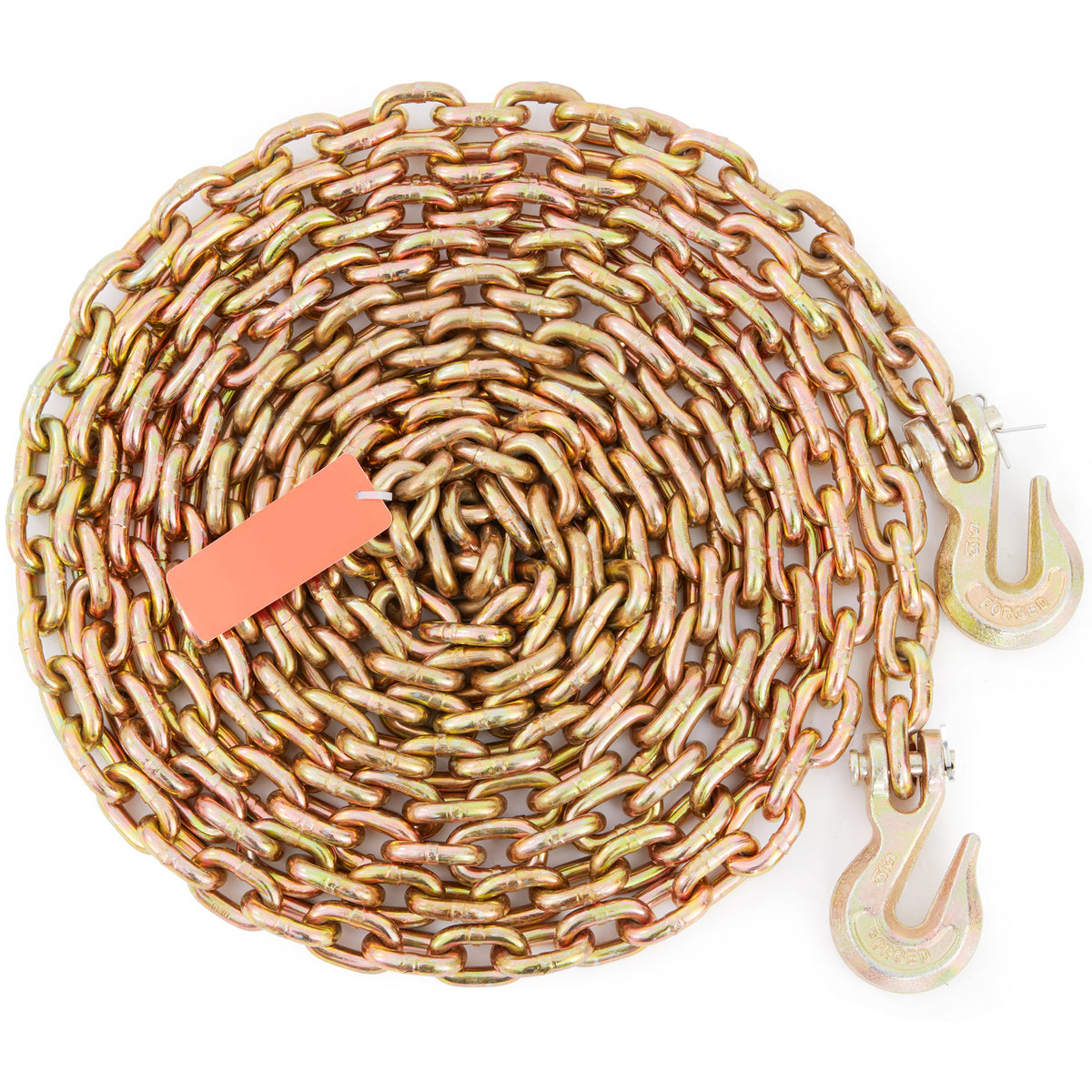 Transport Binder Chain, 4900 lbs Working Load Limit, 5/16'' x 20' G80 Tow Chain Tie Down with Grab Hooks, DOT Certified, Galvanized Coating Manganese Steel for Dock Factory Construction Site