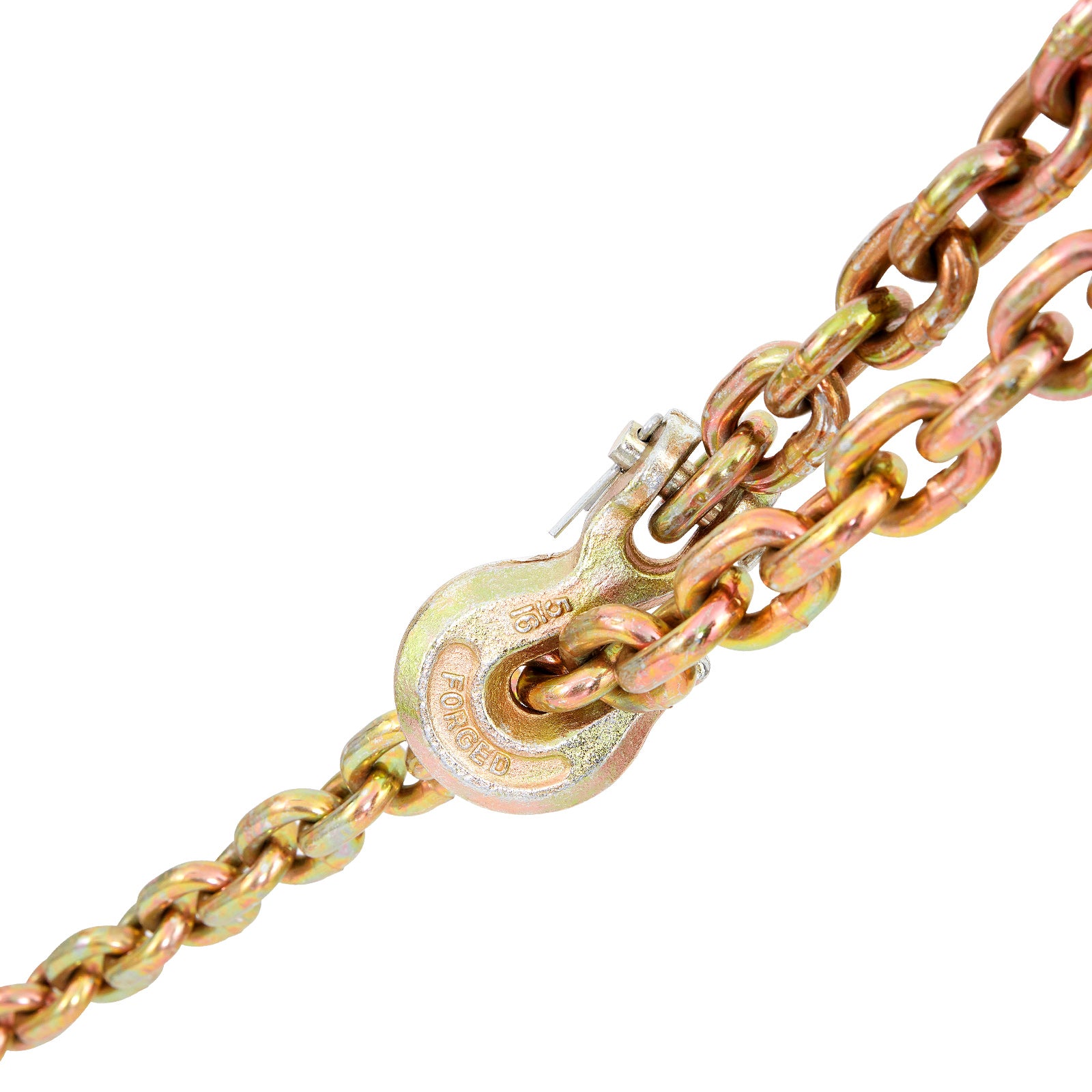 Transport Binder Chain, 4900 lbs Working Load Limit, 5/16'' x 20' G80 Tow Chain Tie Down with Grab Hooks, DOT Certified, Galvanized Coating Manganese Steel for Dock Factory Construction Site