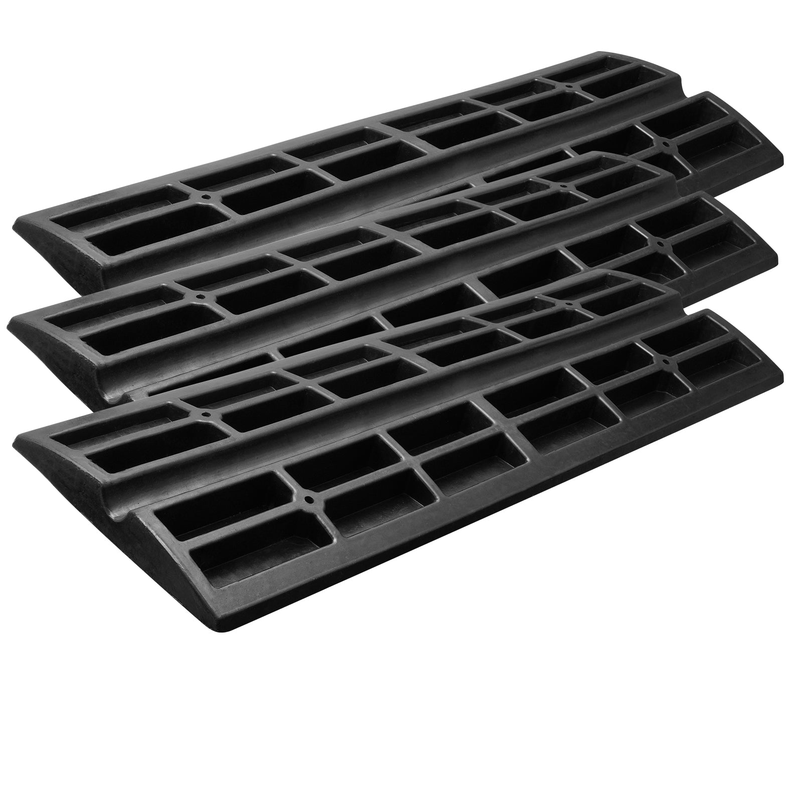 Curb Ramp, 3 Pack Rubber Driveway Ramps, Heavy Duty 33069 lbs Weight Capacity Threshold Ramp, 2.6-inch High Curbside Bridge Ramps for Loading Dock Garage Sidewalk, Expandable Full Ramp Set