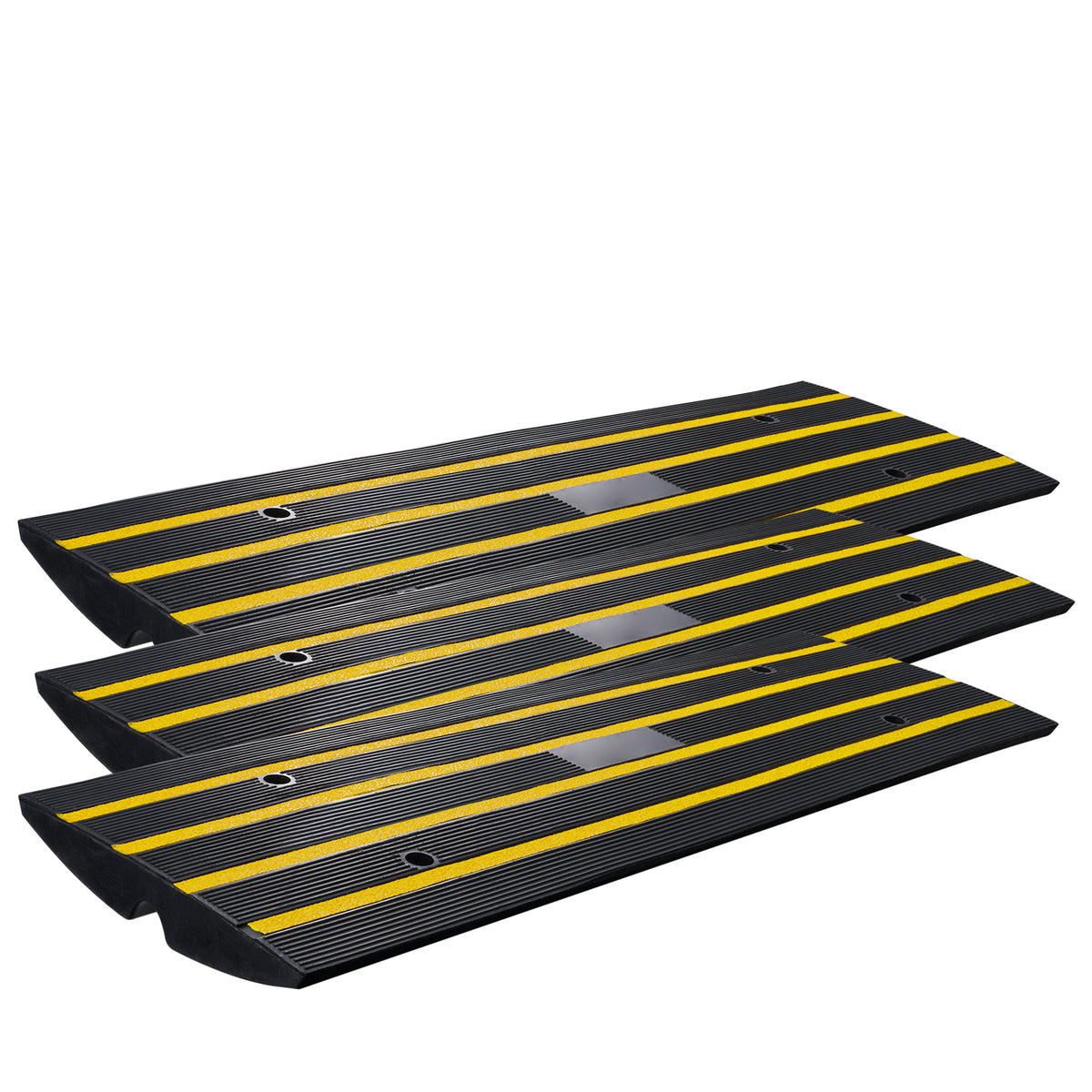 Curb Ramp, 3 Pack Rubber Driveway Ramps, Heavy Duty 33069 lbs Weight Capacity Threshold Ramp, 2.6-inch High Curbside Bridge Ramps for Loading Dock Garage Sidewalk, Expandable Full Ramp Set