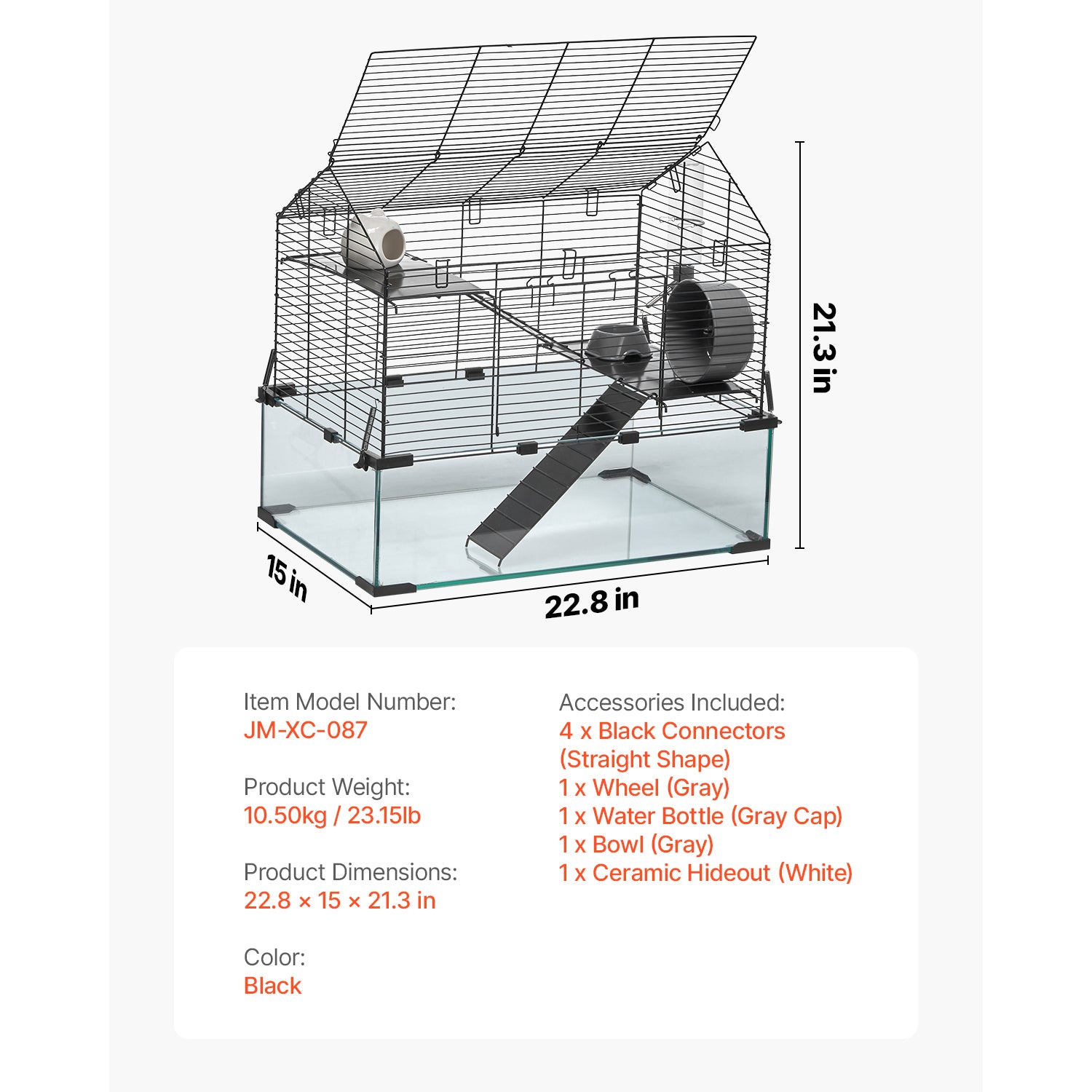 Wire Hamster Cage Habitat 22.8in Pet Rodent Gerbil Mice Small Animal House