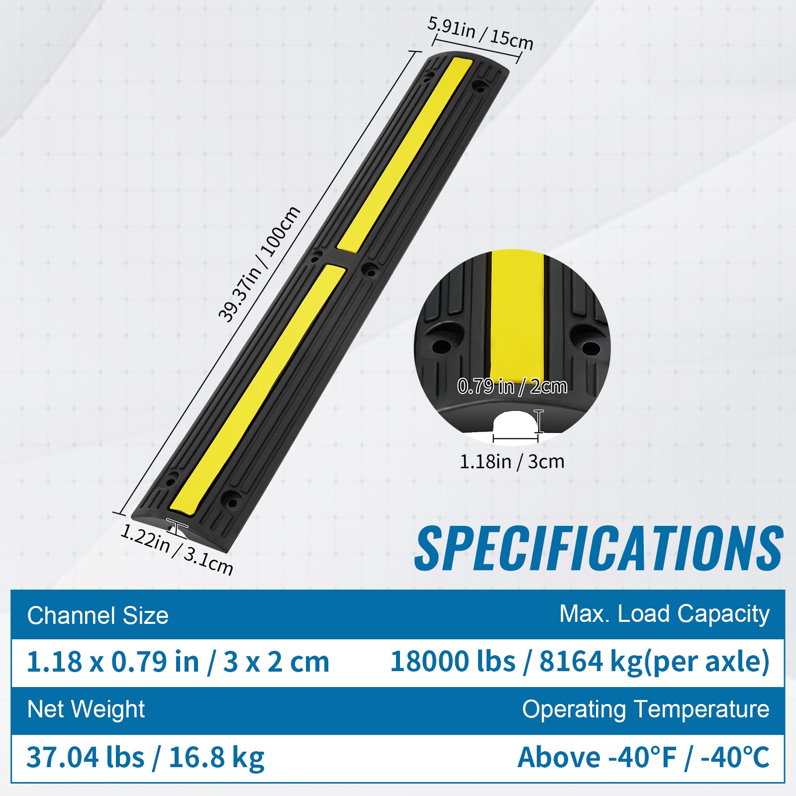 4 PCs 39'' Cable Protector Ramp 18000 lbs Speed Bump Floor Cable Protector