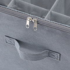 Under Bed Shoe Storage Organizer, 1 Pack, 16 Compartments, Underbed Shoe Box Storage Containers Adjustable Dividers, Sandal Organizer Storage with Clear Window, Breathable, Reinforced Handles