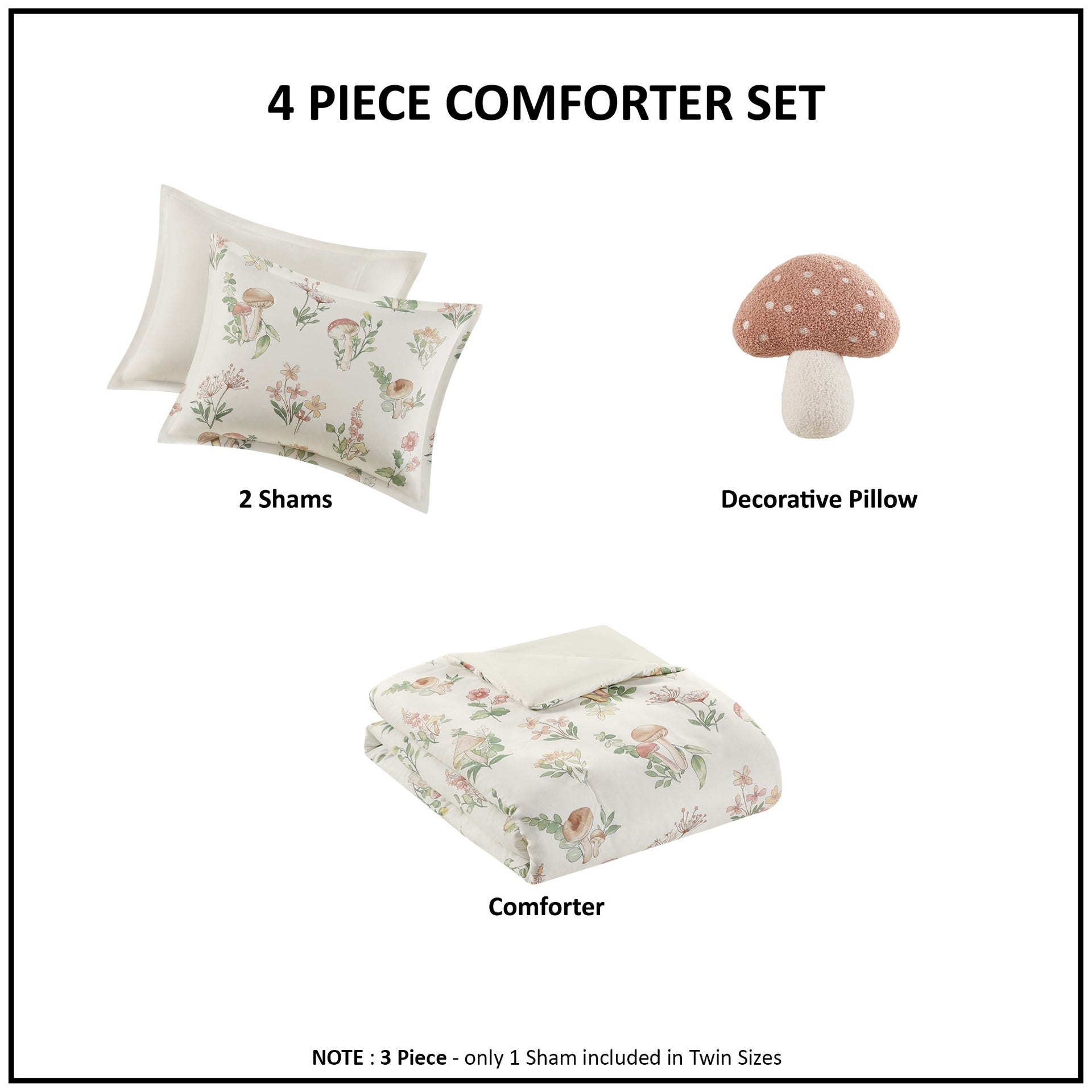 Mushroom Garden Comforter Set Twin/Twin XL