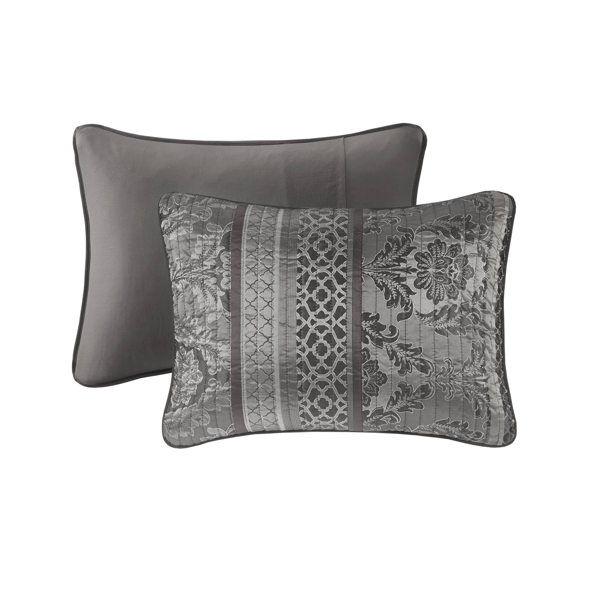 6-Piece King/Cal King 6 Piece Jacquard Quilt Set with Throw Pillows,Grey