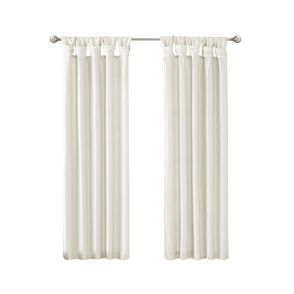 Twist Tab Lined Window Curtain Panel White 50x84"