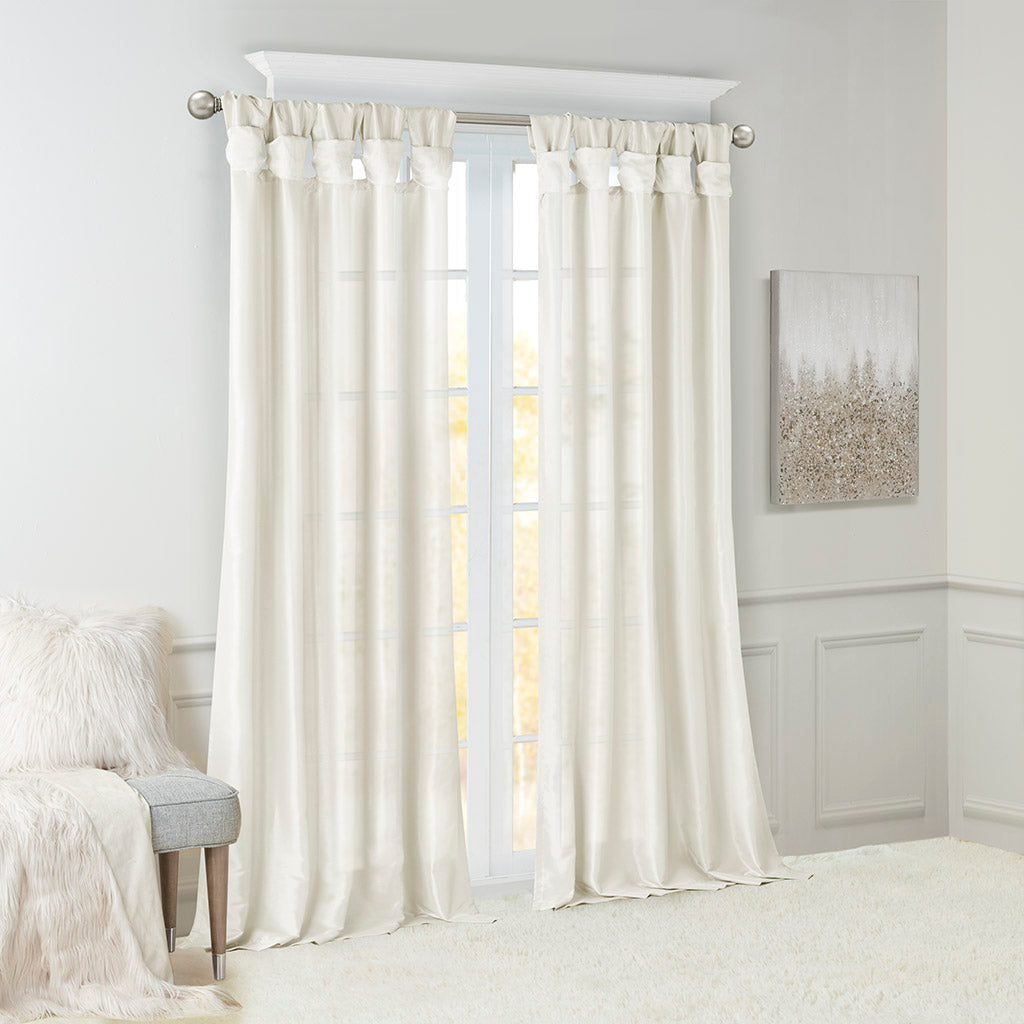 Twist Tab Lined Window Curtain Panel White 50x84"