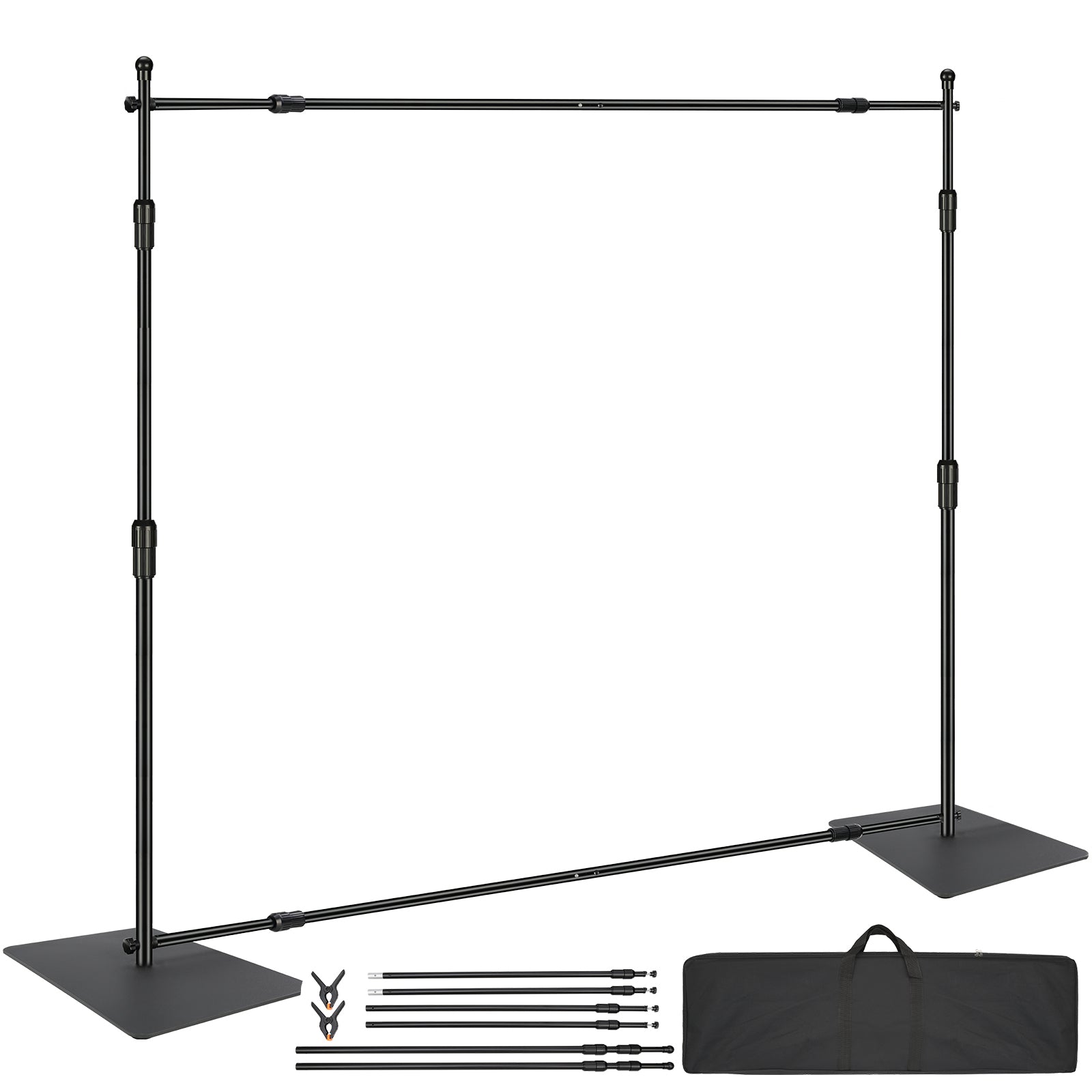 10ft x 10ft Pipe and Drape Kit, Heavy Duty Backdrop Stand with Carbon Steel Base, Adjustable Backdrop Support with 6 Clamps and A Carry Bag for Wedding, Party, Event, Photography, and Exhibition