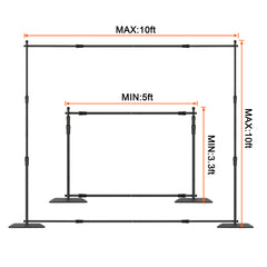 10ft x 10ft Pipe and Drape Kit, Heavy Duty Backdrop Stand with Carbon Steel Base, Adjustable Backdrop Support with 6 Clamps and A Carry Bag for Wedding, Party, Event, Photography, and Exhibition