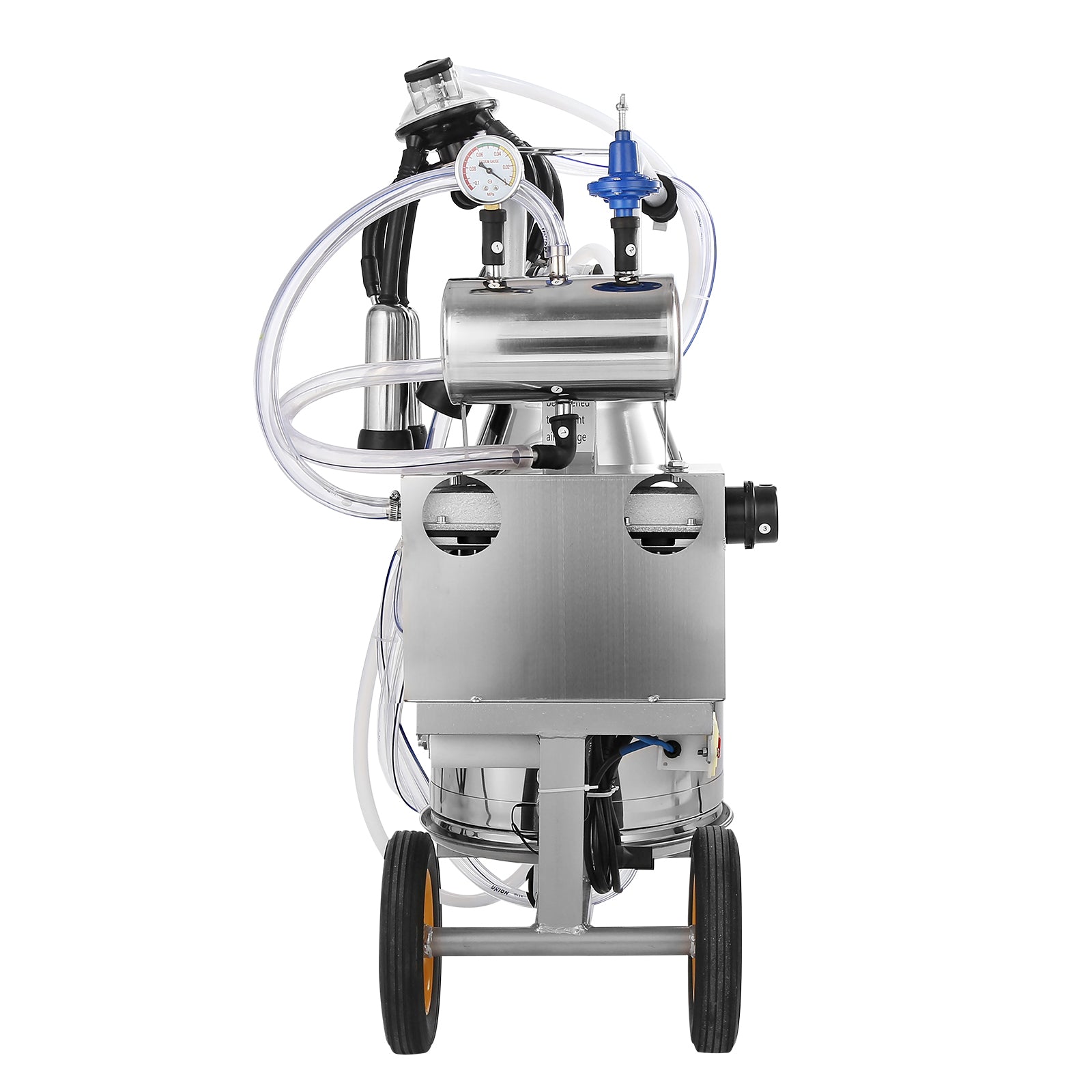 Electric Cow Milking Machine, 6.6 Gal / 25 L 304 Stainless Steel Bucket, Automatic Pulsation Vacuum Milker, Portable Milker with Food-grade Silicone Cups and Tubes, Adjustable Pressure