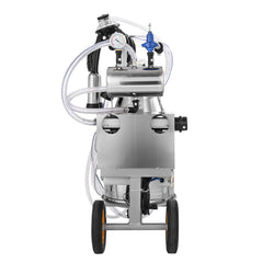 Electric Cow Milking Machine, 6.6 Gal / 25 L 304 Stainless Steel Bucket, Automatic Pulsation Vacuum Milker, Portable Milker with Food-grade Silicone Cups and Tubes, Adjustable Pressure