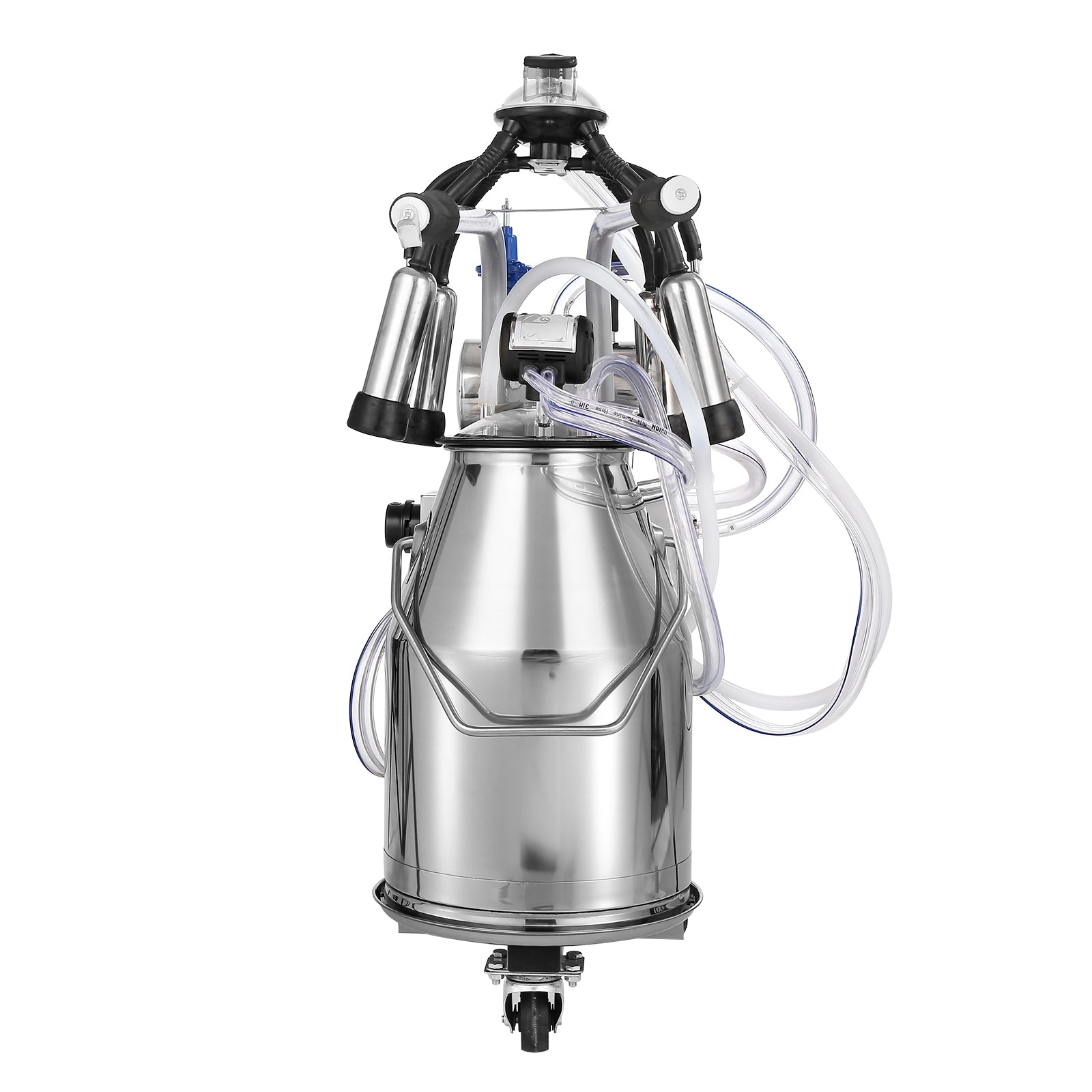Electric Cow Milking Machine, 6.6 Gal / 25 L 304 Stainless Steel Bucket, Automatic Pulsation Vacuum Milker, Portable Milker with Food-grade Silicone Cups and Tubes, Adjustable Pressure