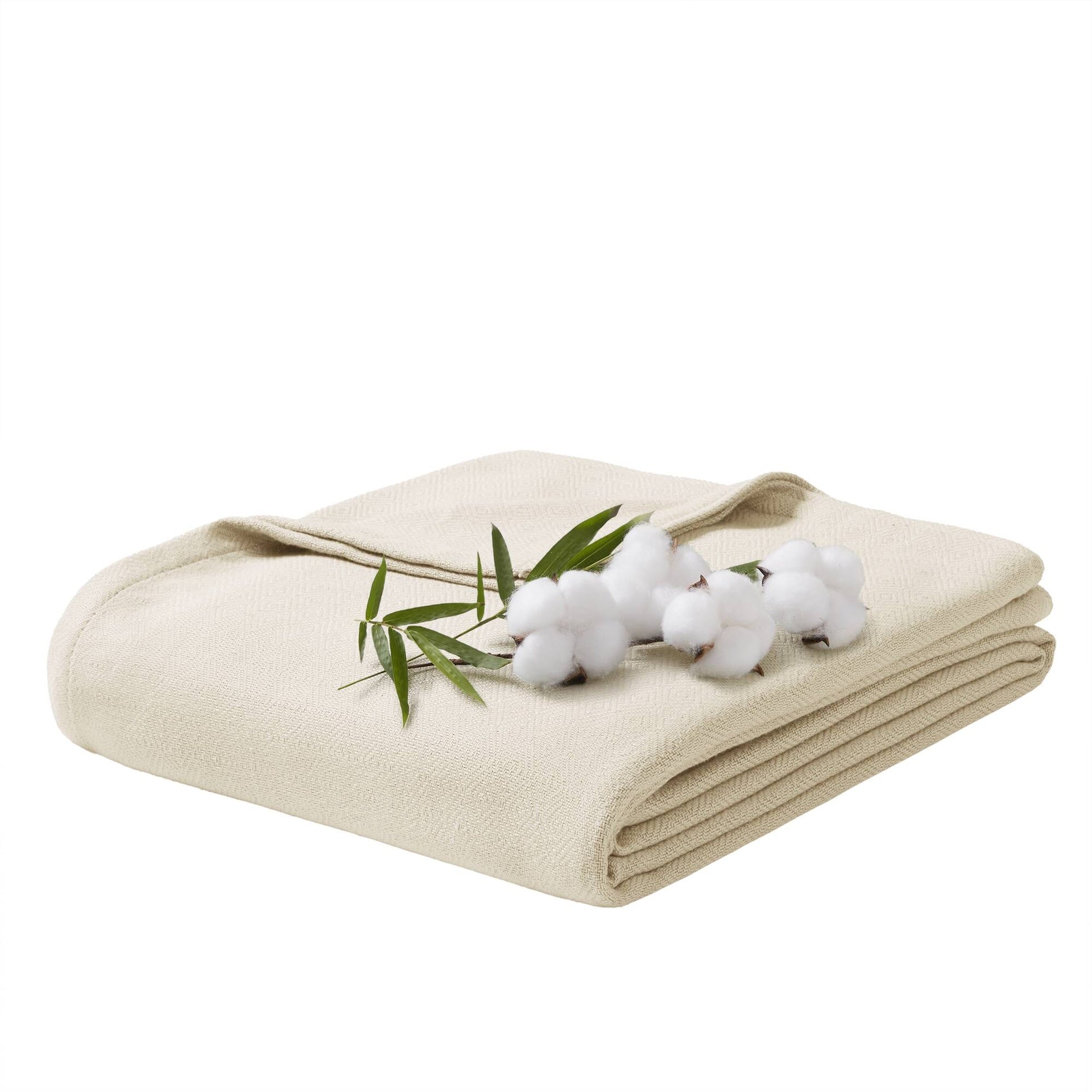 1-Piece King Rayon from Bamboo Cotton Blanket, Ivory