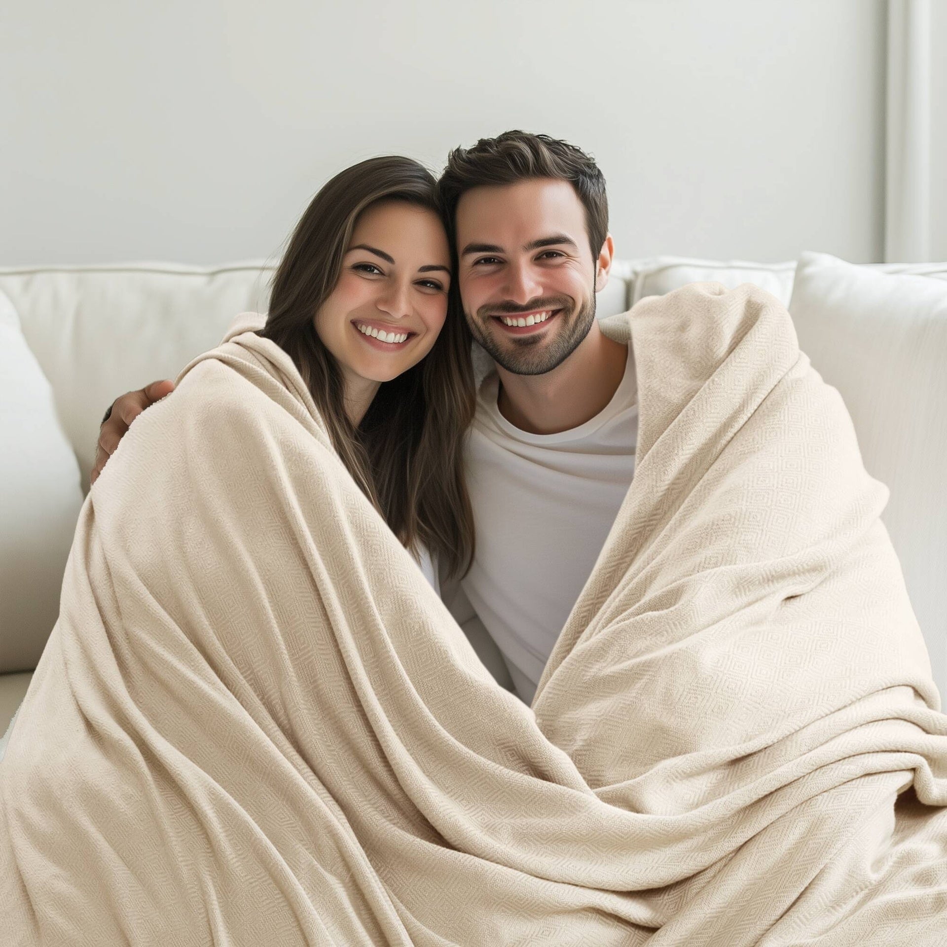 1-Piece King Rayon from Bamboo Cotton Blanket, Ivory