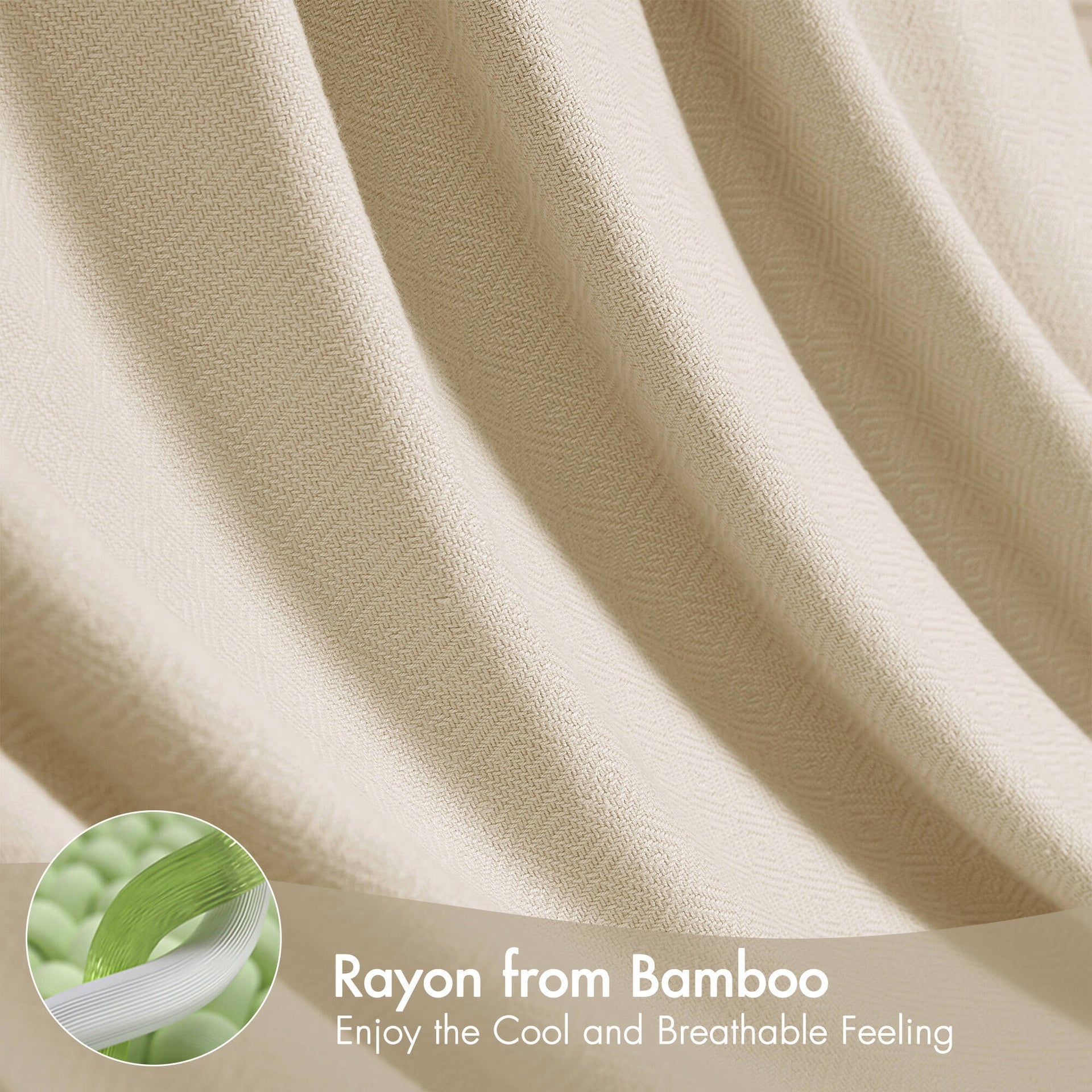 1-Piece King Rayon from Bamboo Cotton Blanket, Ivory