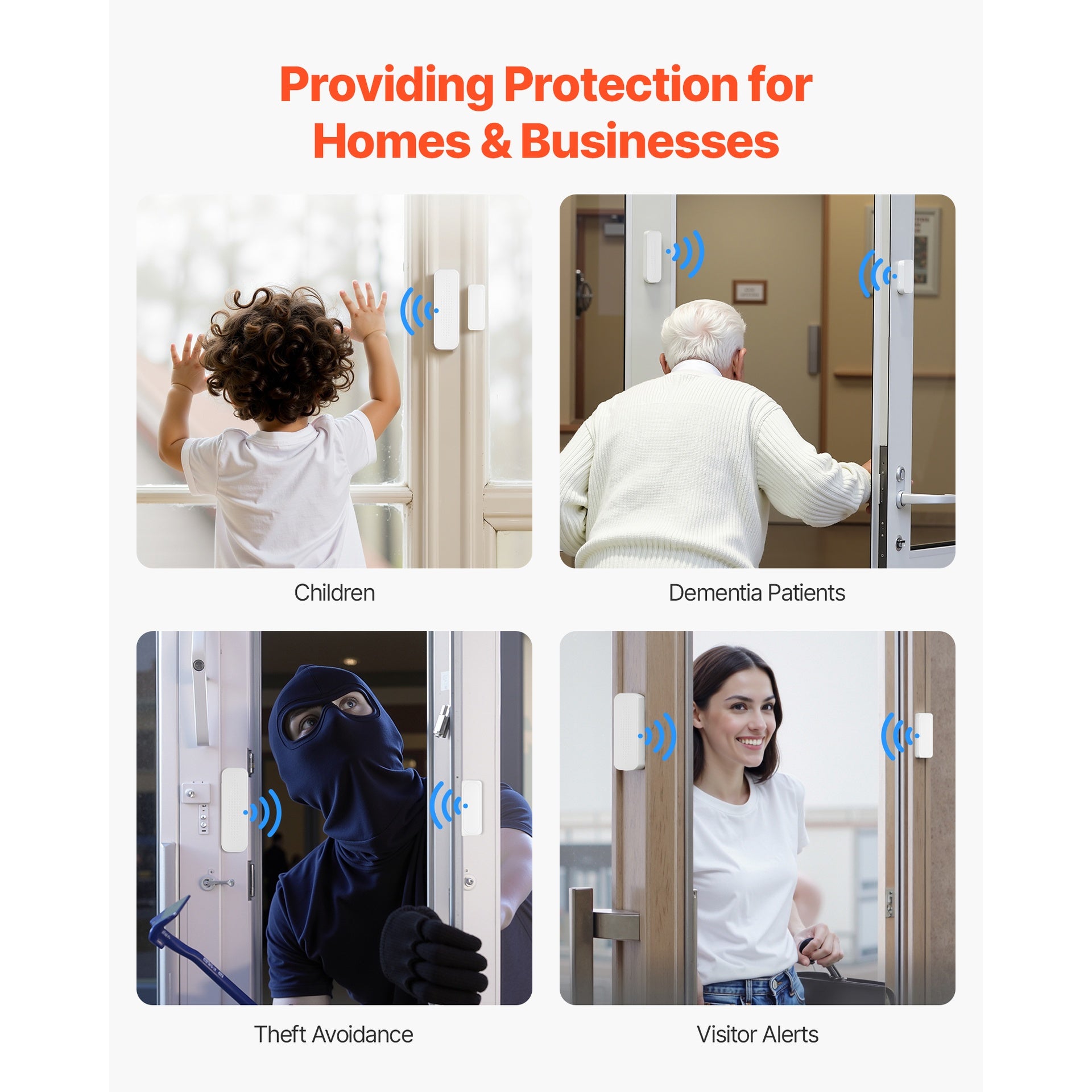 Door Chime, DC 12V, Wireless Door Open Contact Sensor Alarm Chime with 656 ft Range, 58 Chimes & 5 Adjustable Volume, Doors Ringer Alert for Business, Store, Home, Office When Entering