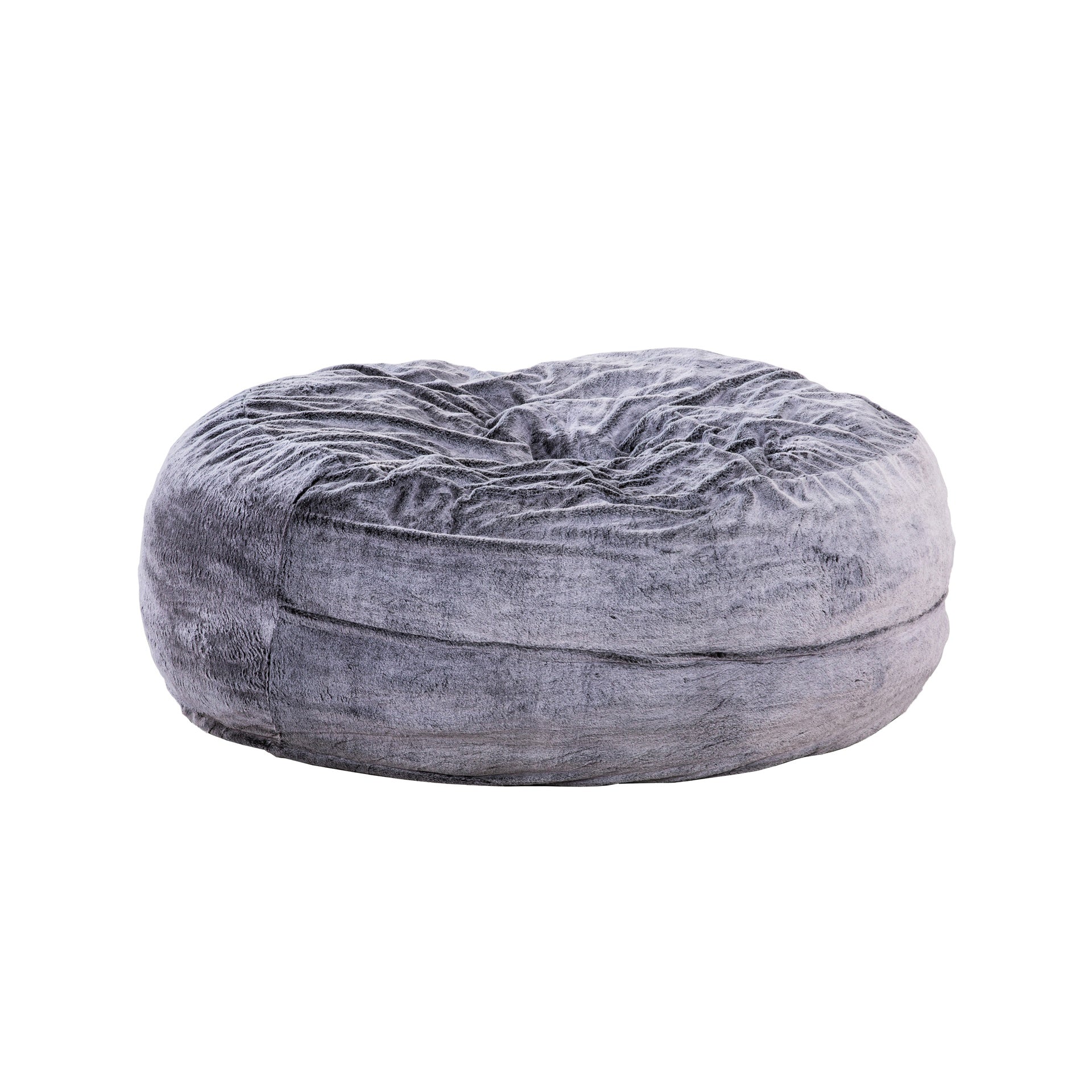 Modern 5-Foot Round Memory Foam Bean Bag Soft Faux Fur Cover Bean Bag Chair, Purple