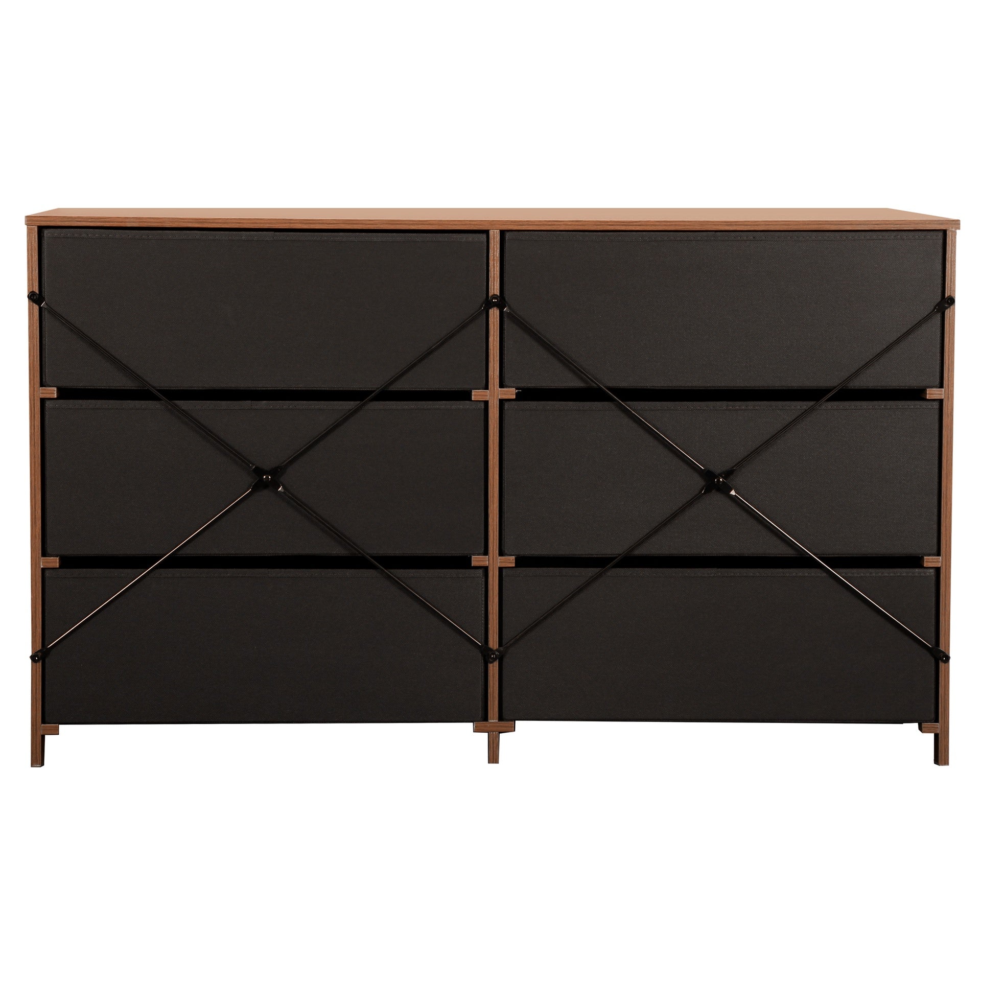 6-Drawer Dresser with Large Fabric Drawers, Walnut