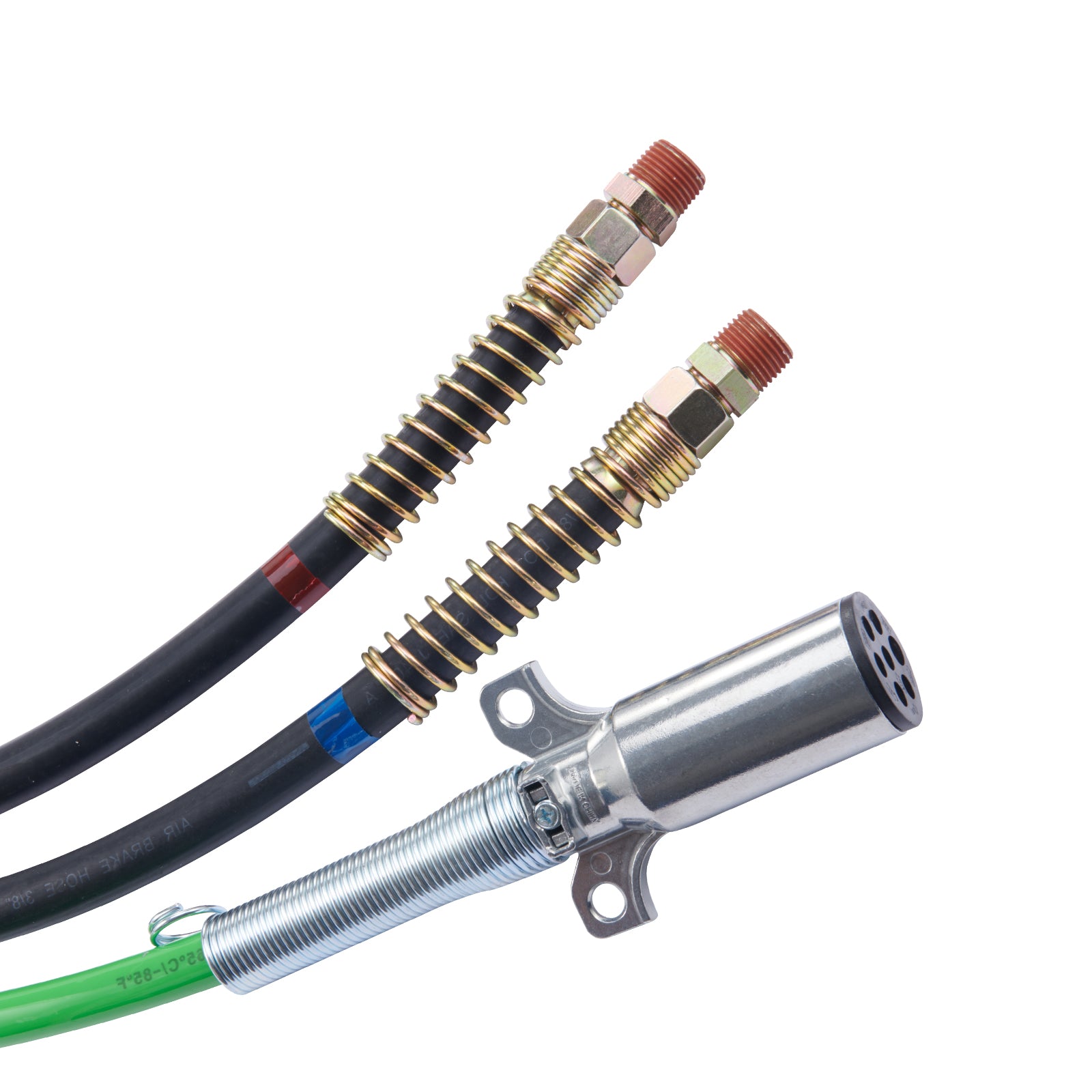 12FT Semi Truck Air Lines Kit, 3-in-1 Air Hoses & ABS Power Line for Semi Truck Trailer Tractor, 7-Way Plug Electrical Cord Cable and Rubber Air Lines Hose Assembly Kit with Hook & Teflon Tape