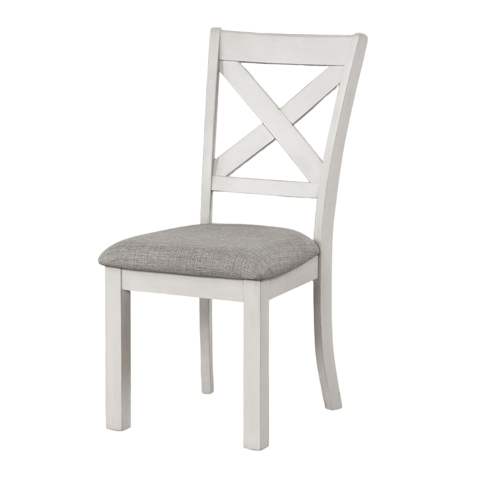 Rustic White Oak Farmhouse 2pcs Dining Chairs Cross Back Wooden Cushion Seat Kitchen Dining Room Furniture