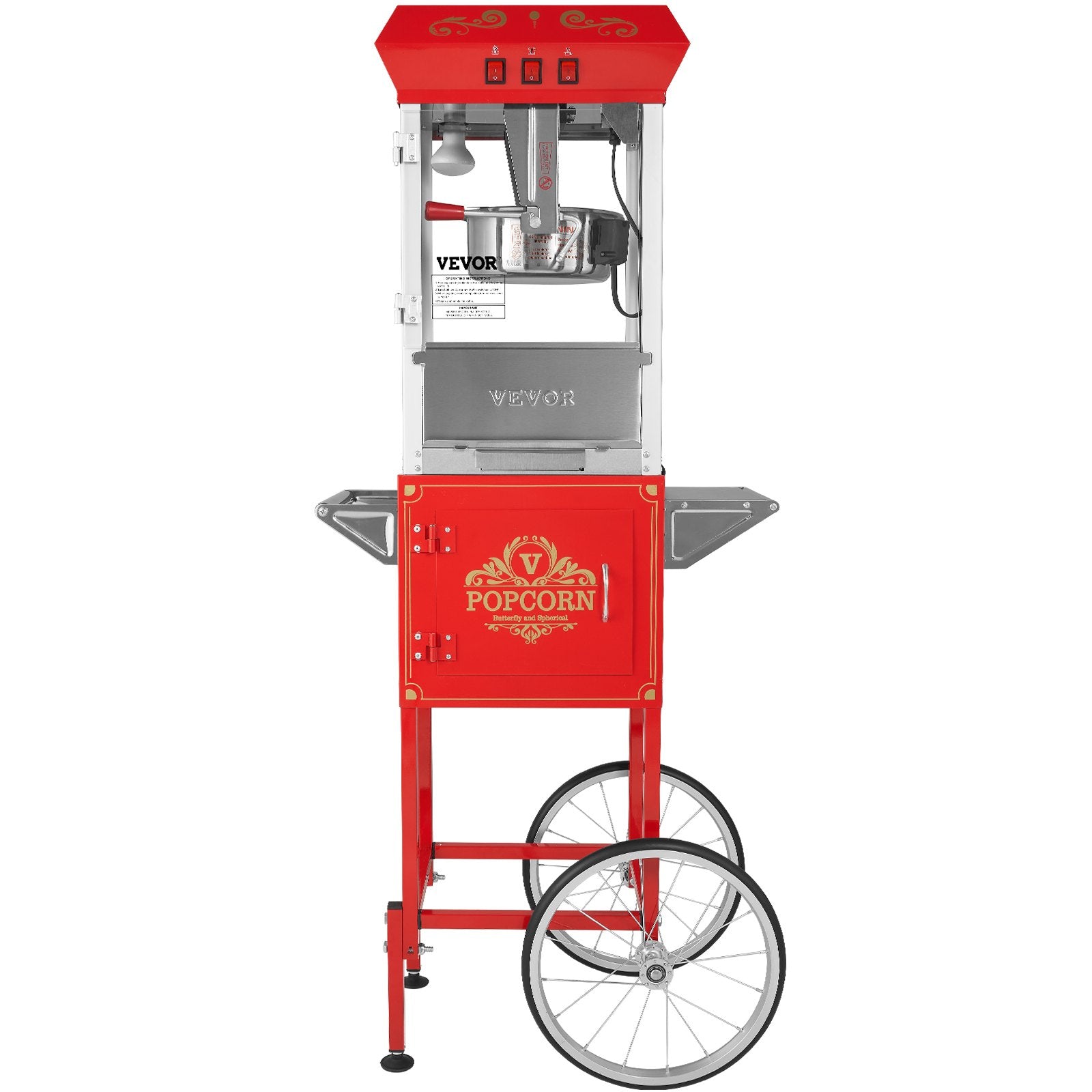 Popcorn Popper Machine 8 Oz Popcorn Maker with Cart 850W 48 Cups Red