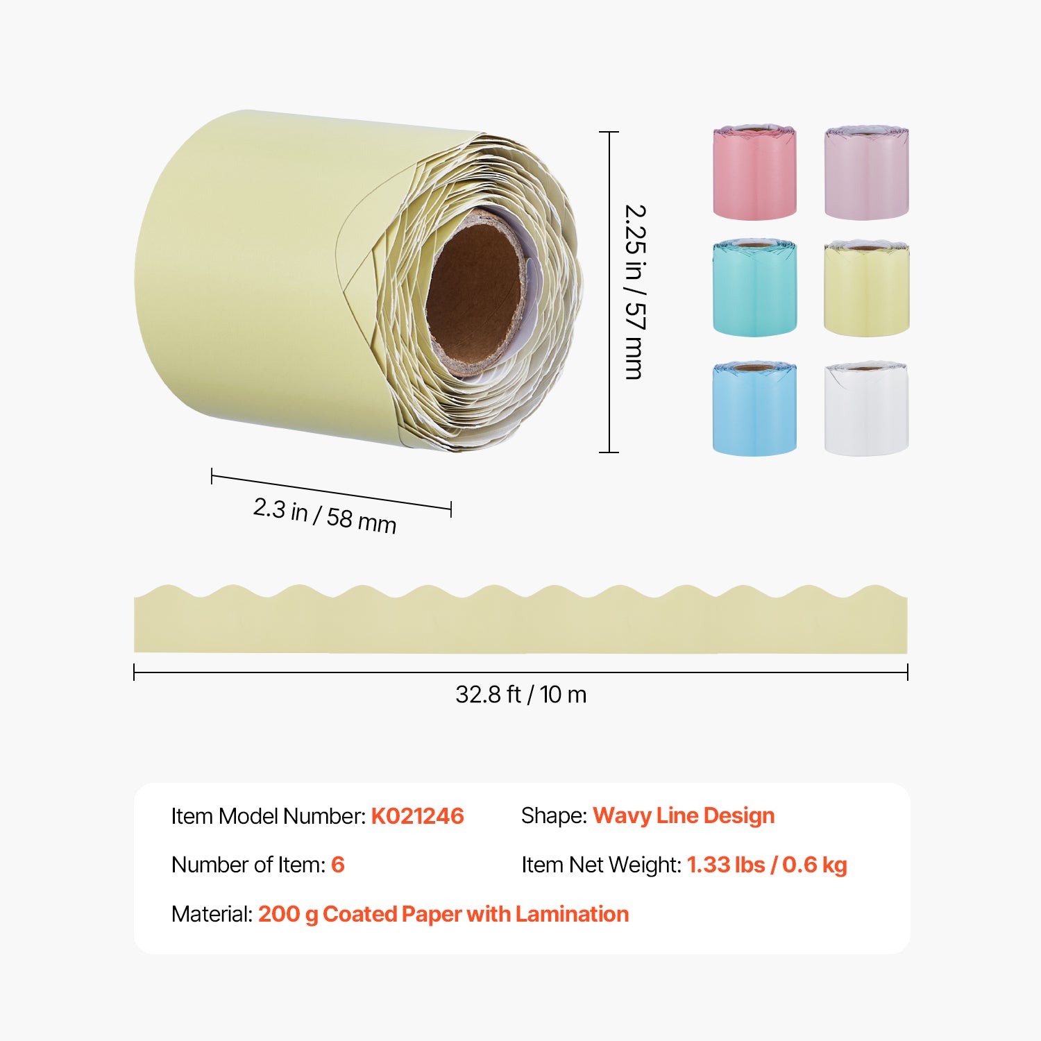 Bulletin Board Borders 6 Rolls 32.8 Ft Rolled Scalloped Border Trim for School