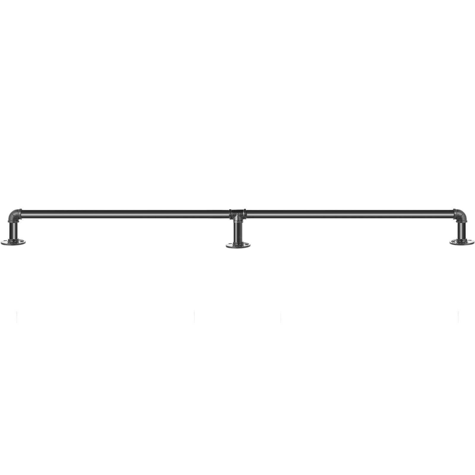 Pipe Stair Handrail, 4FT Staircase Handrail, 440LBS Load Capacity Carbon Steel Pipe Handrail, Industrial Pipe Handrail with Wall Mount Support, Round Corner Wall Handrailings for Indoor, Outdoor