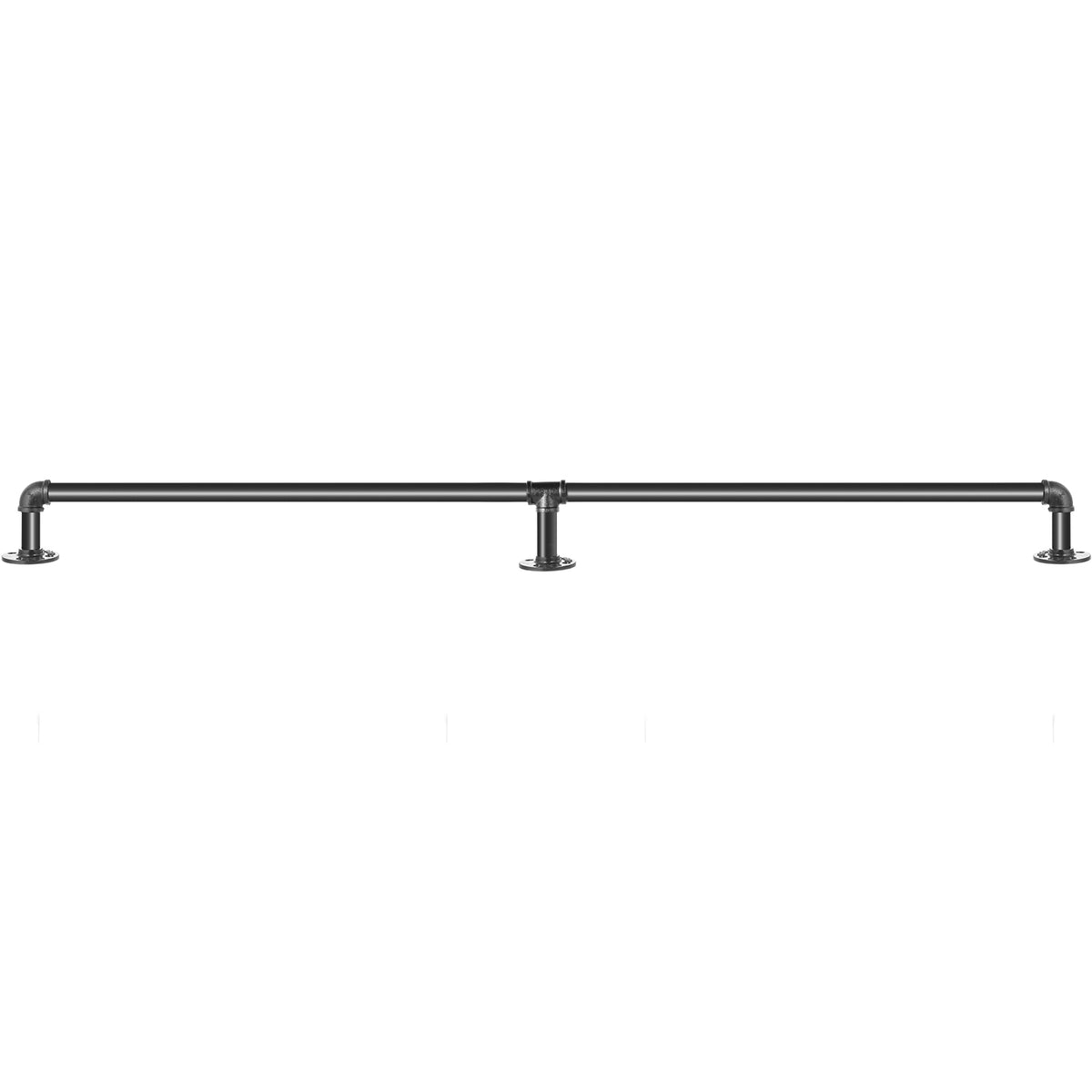 Pipe Stair Handrail, 4FT Staircase Handrail, 440LBS Load Capacity Carbon Steel Pipe Handrail, Industrial Pipe Handrail with Wall Mount Support, Round Corner Wall Handrailings for Indoor, Outdoor