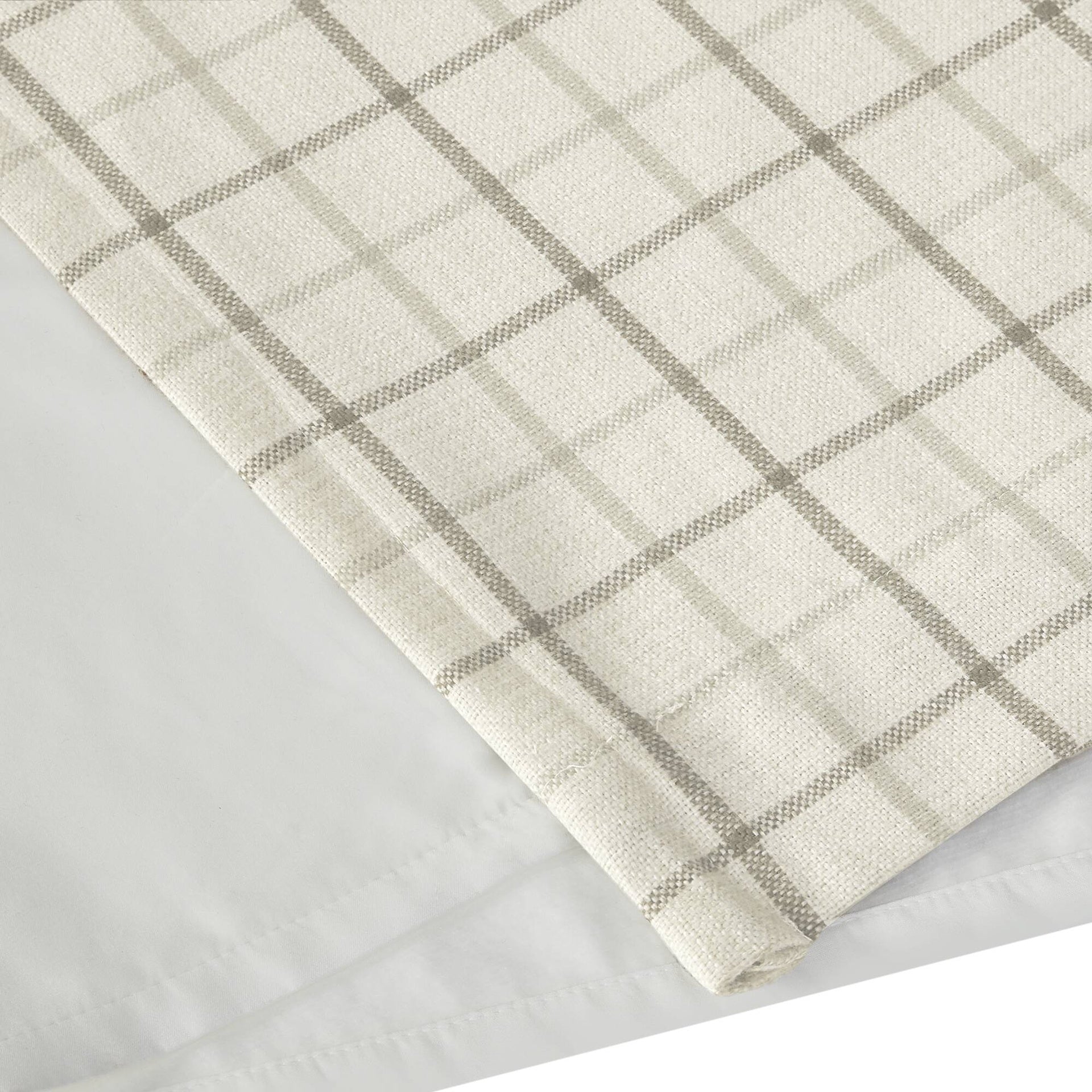 1 PCS 50x108" Plaid Rod Pocket and Back Tab Curtain Panel with Fleece Lining Natural
